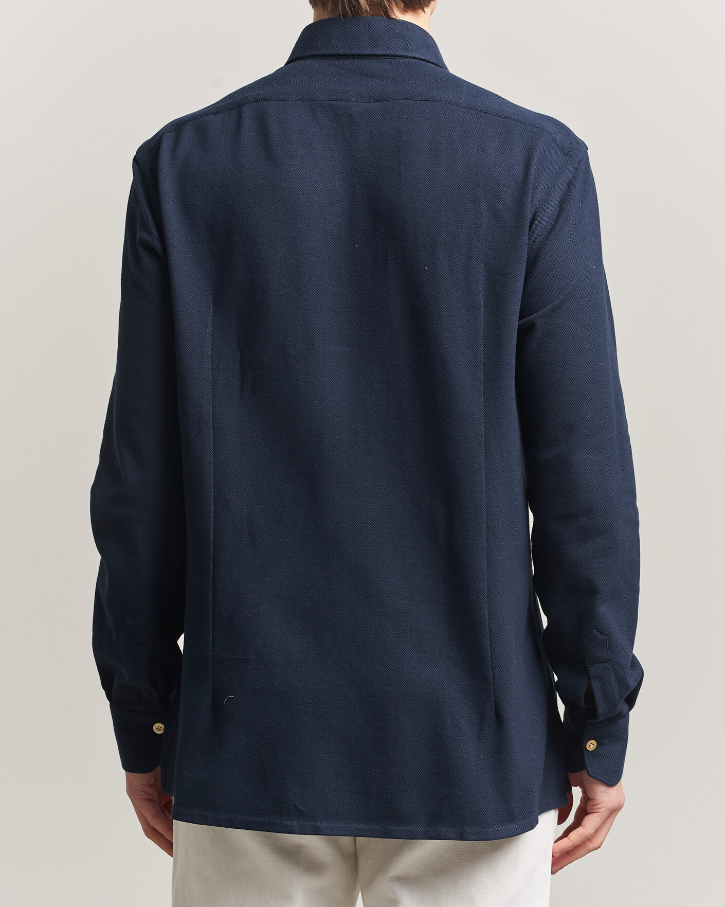 Heren | Overhemden | Kiton | Jersey Piquet Shirt Navy