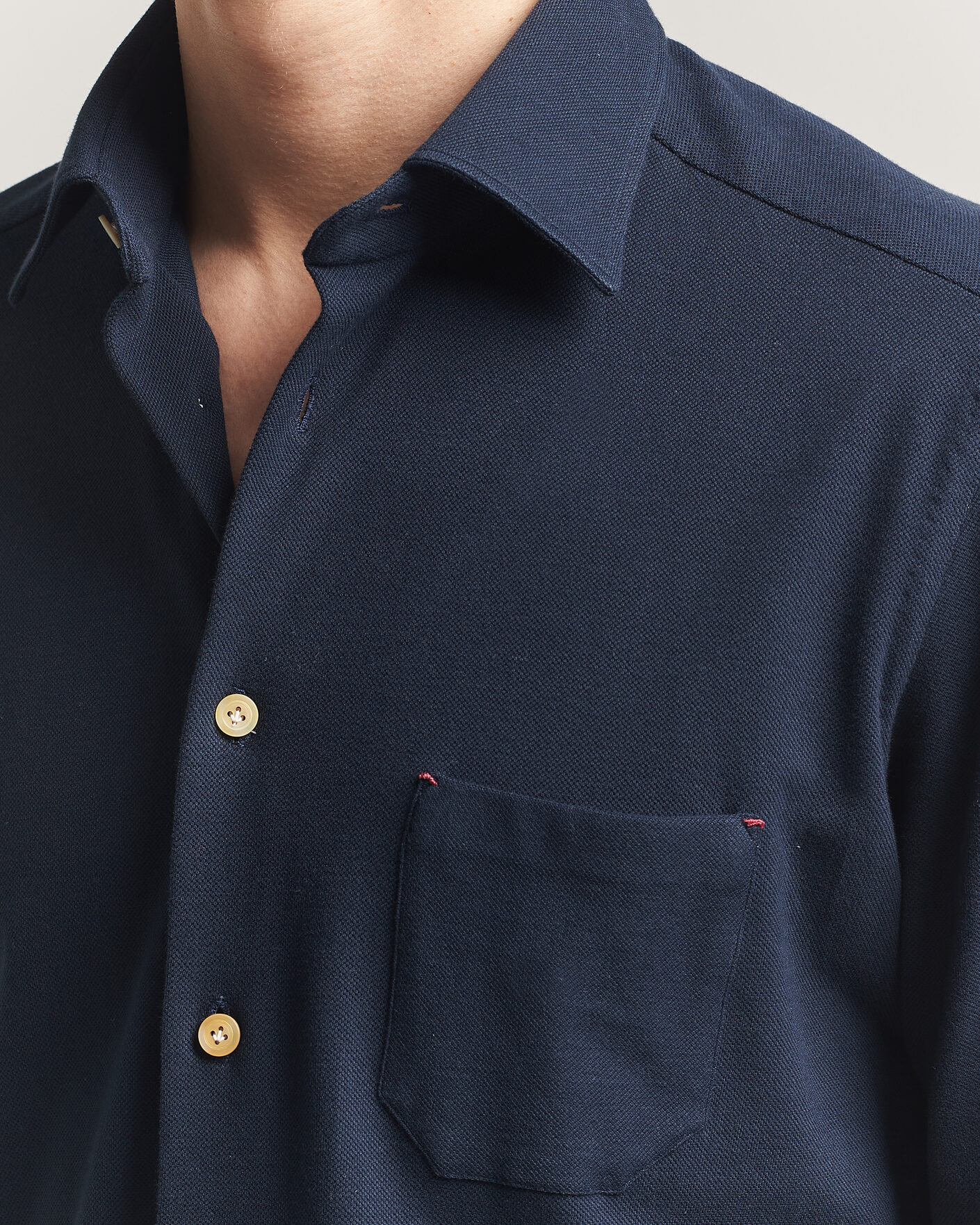 Heren | Overhemden | Kiton | Jersey Piquet Shirt Navy