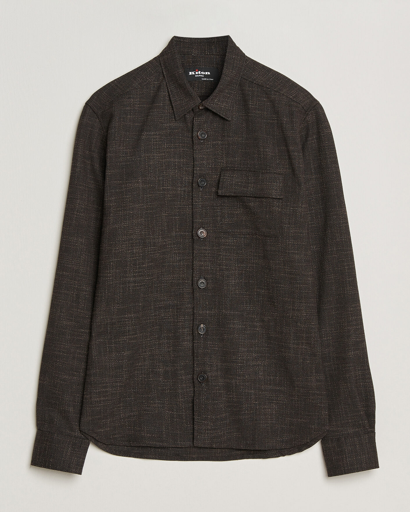 Homme | Chemises | Kiton | Virgin Wool Overshirt Dark Brown