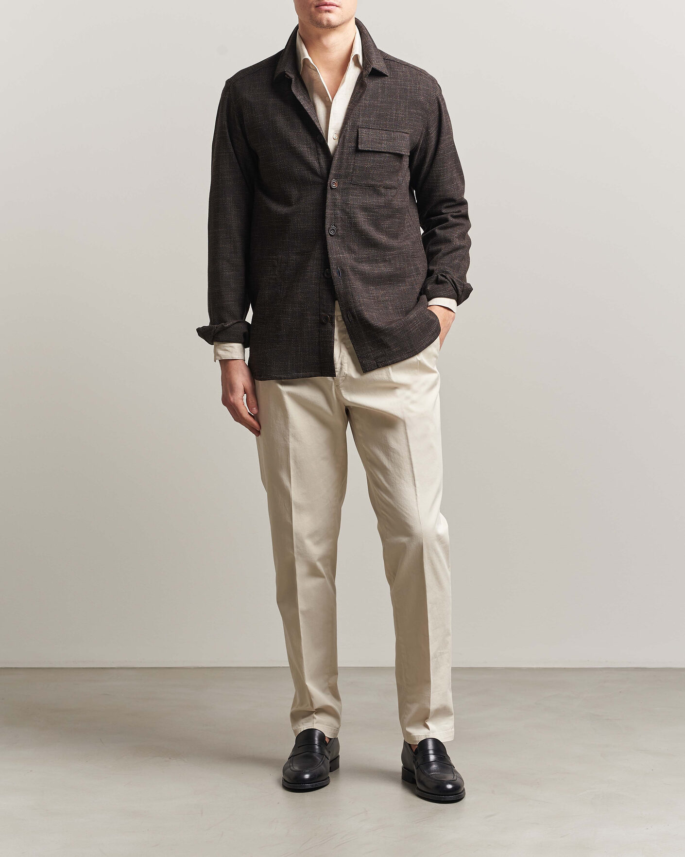 Homme | Chemises | Kiton | Virgin Wool Overshirt Dark Brown