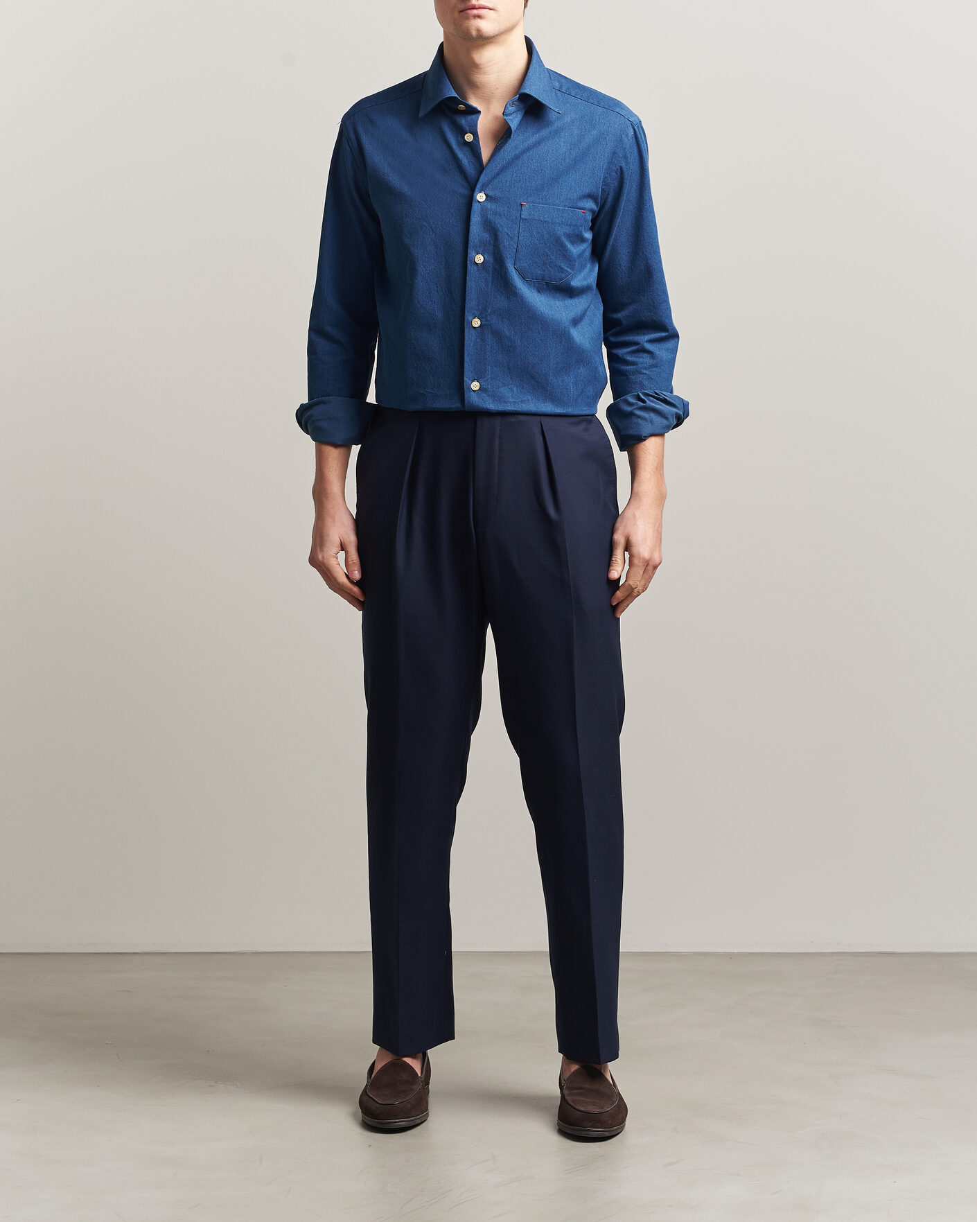 Homme | Chemises | Kiton | Denim Sport Shirt Medium Blue