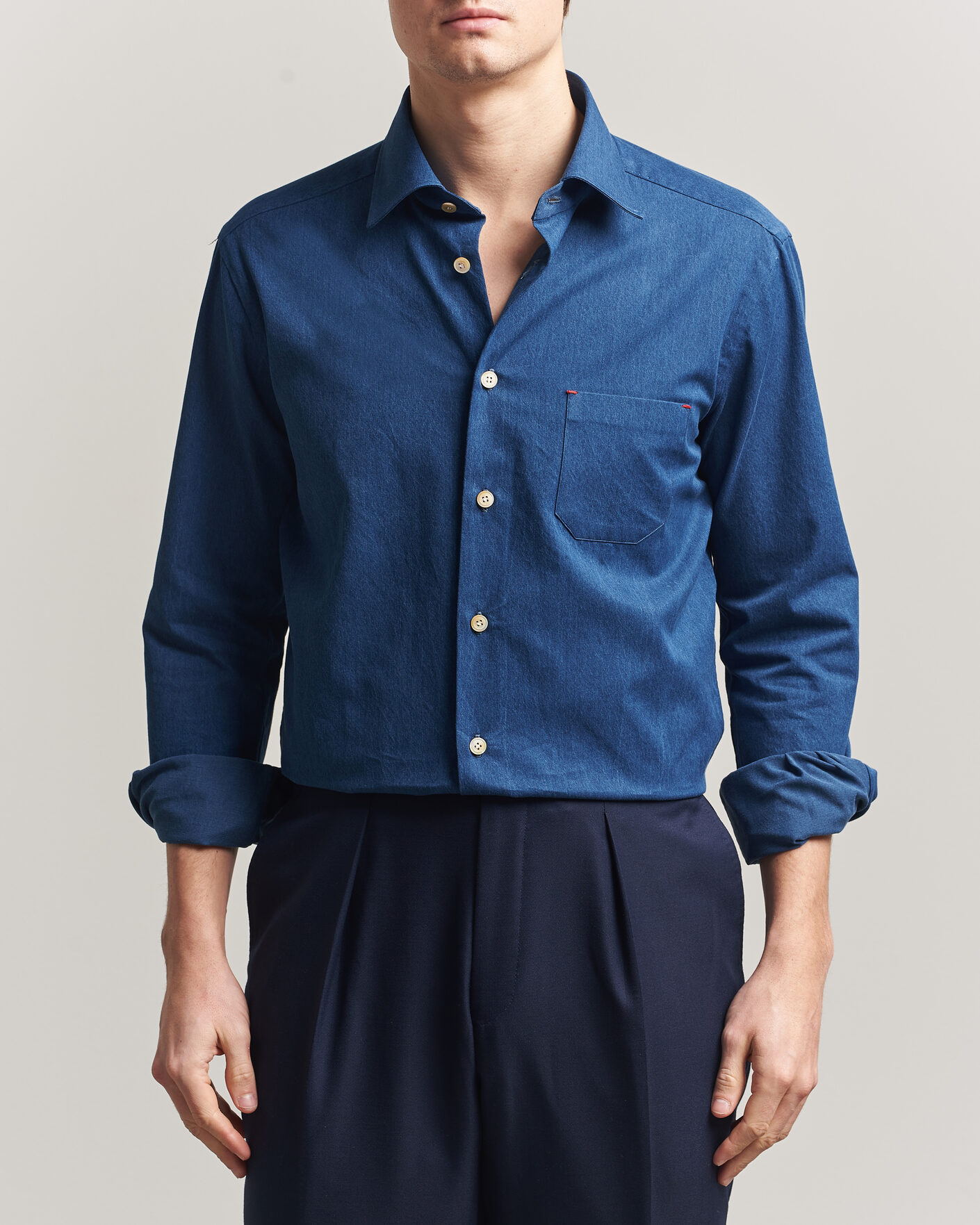Homme | Chemises | Kiton | Denim Sport Shirt Medium Blue