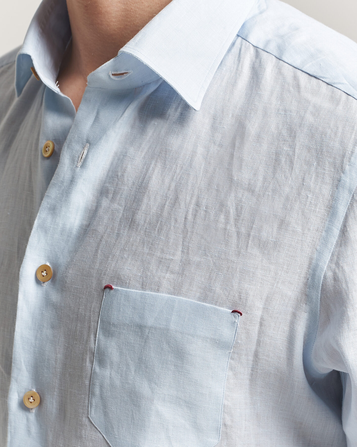 Heren | Overhemden | Kiton | Linen Sport Shirt Light Blue