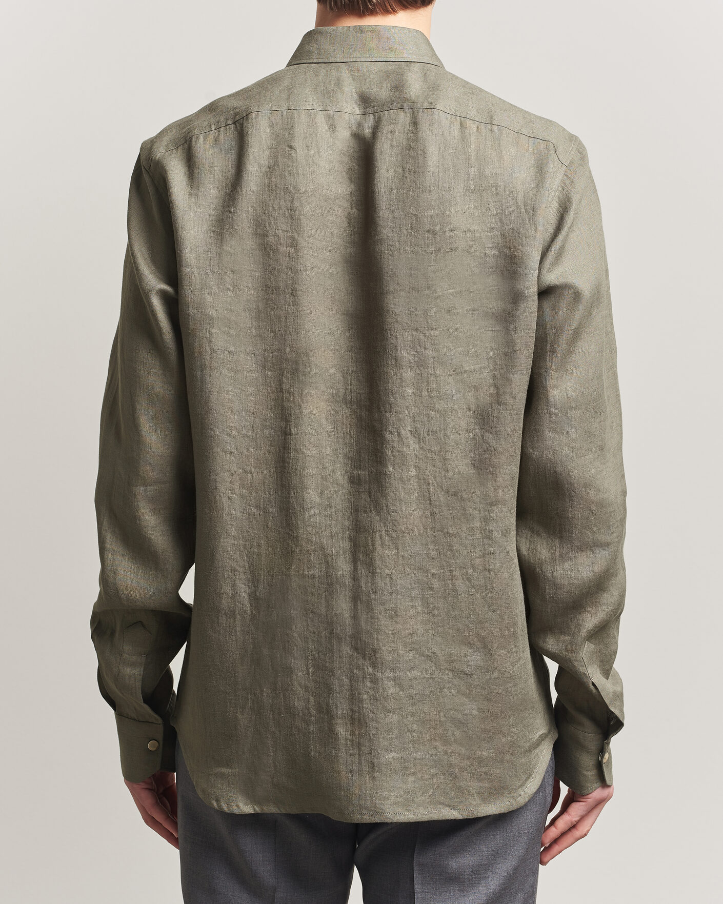 Homme | Chemises | Kiton | Linen Overshirt Khaki