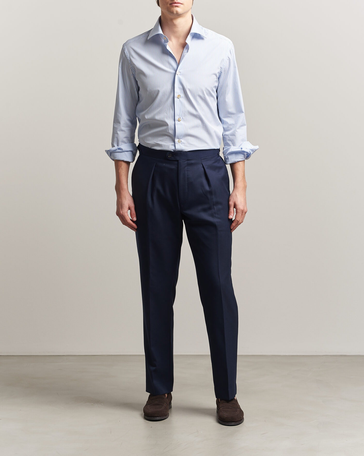 Homme | Chemises | Kiton | Slim Fit Dress Shirt Light Blue Stripe