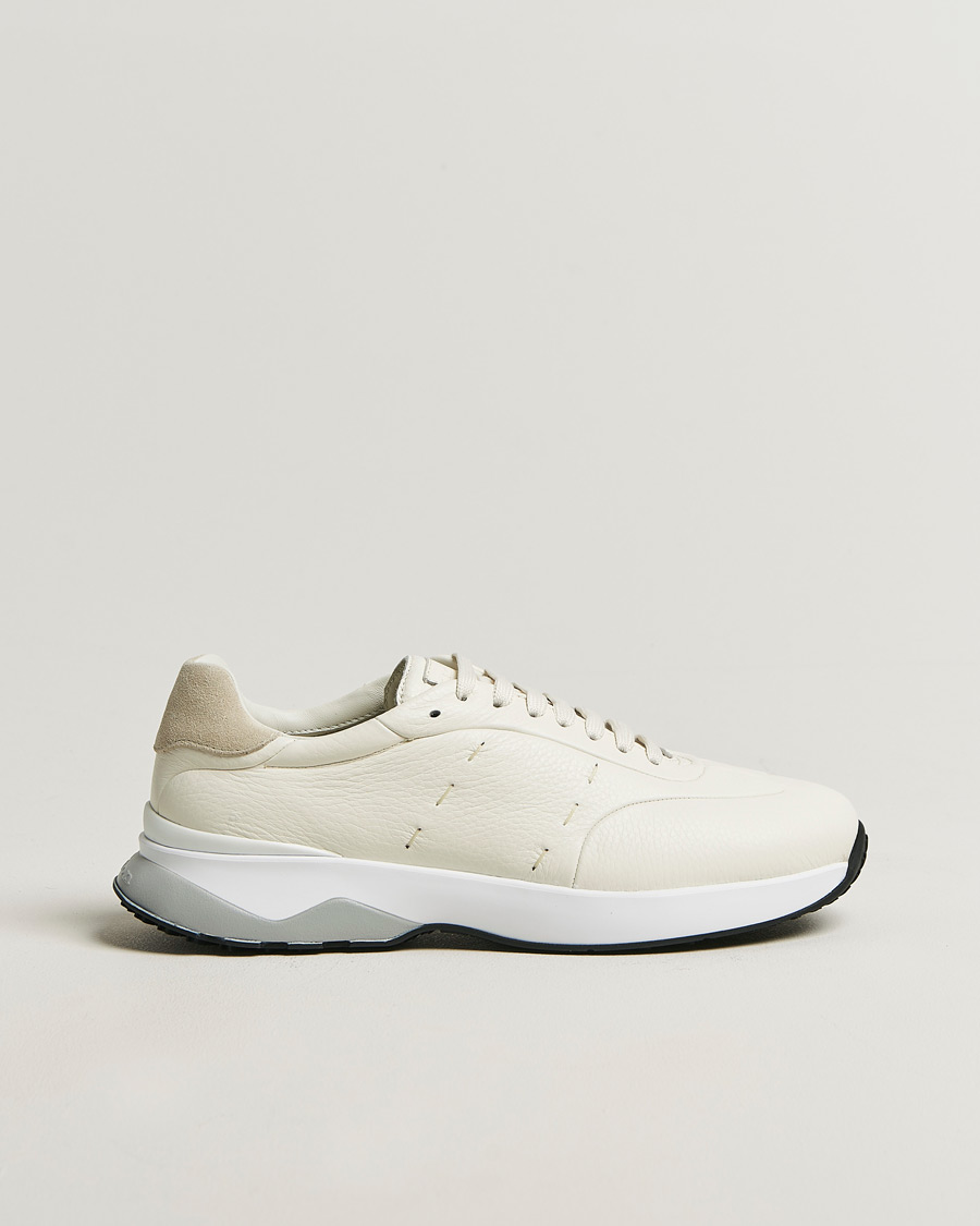 Homme | Baskets | Kiton | Deerskin Running Sneakers White