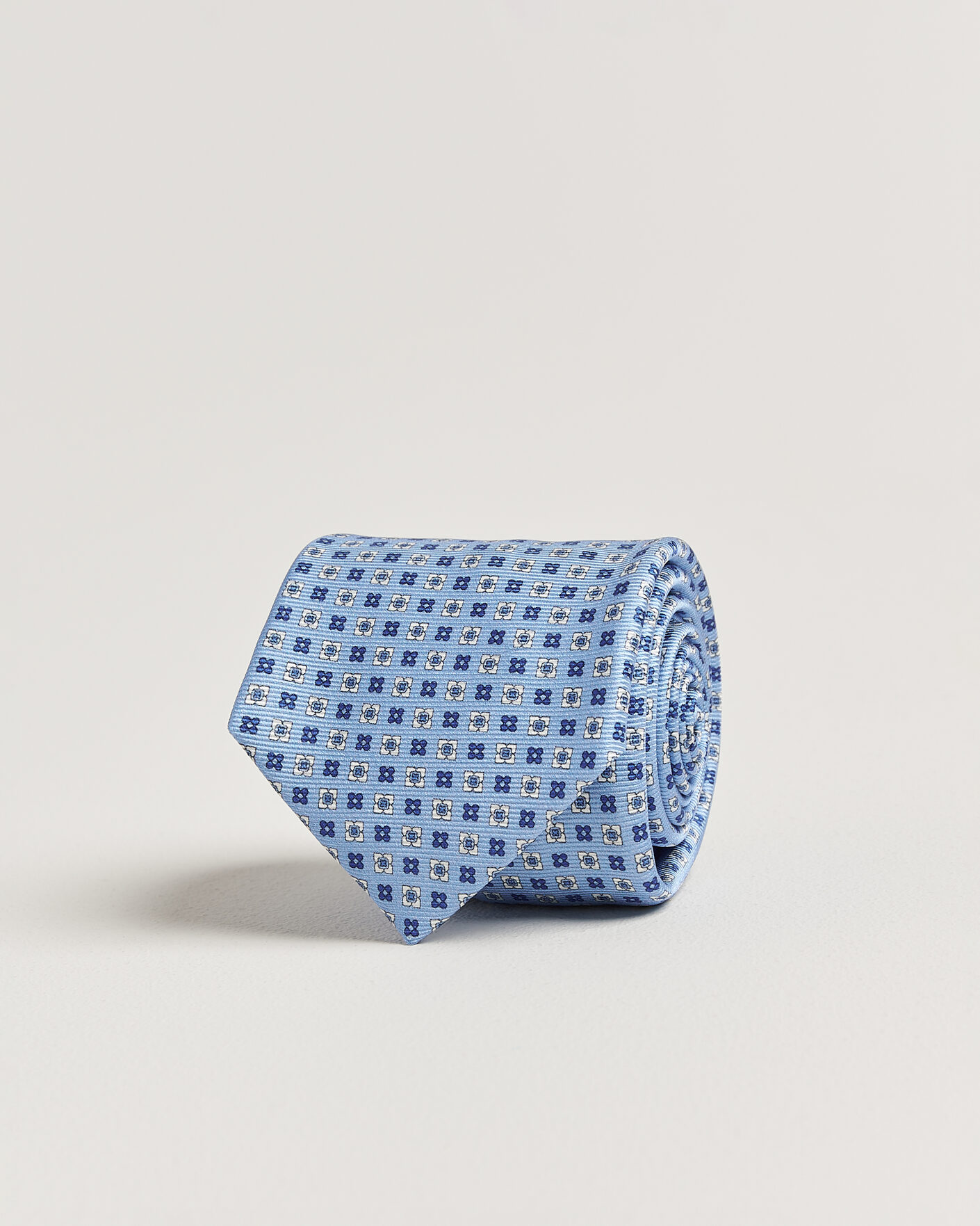 Homme | Cravates | Kiton | Printed Flower Silk Tie Light Blue