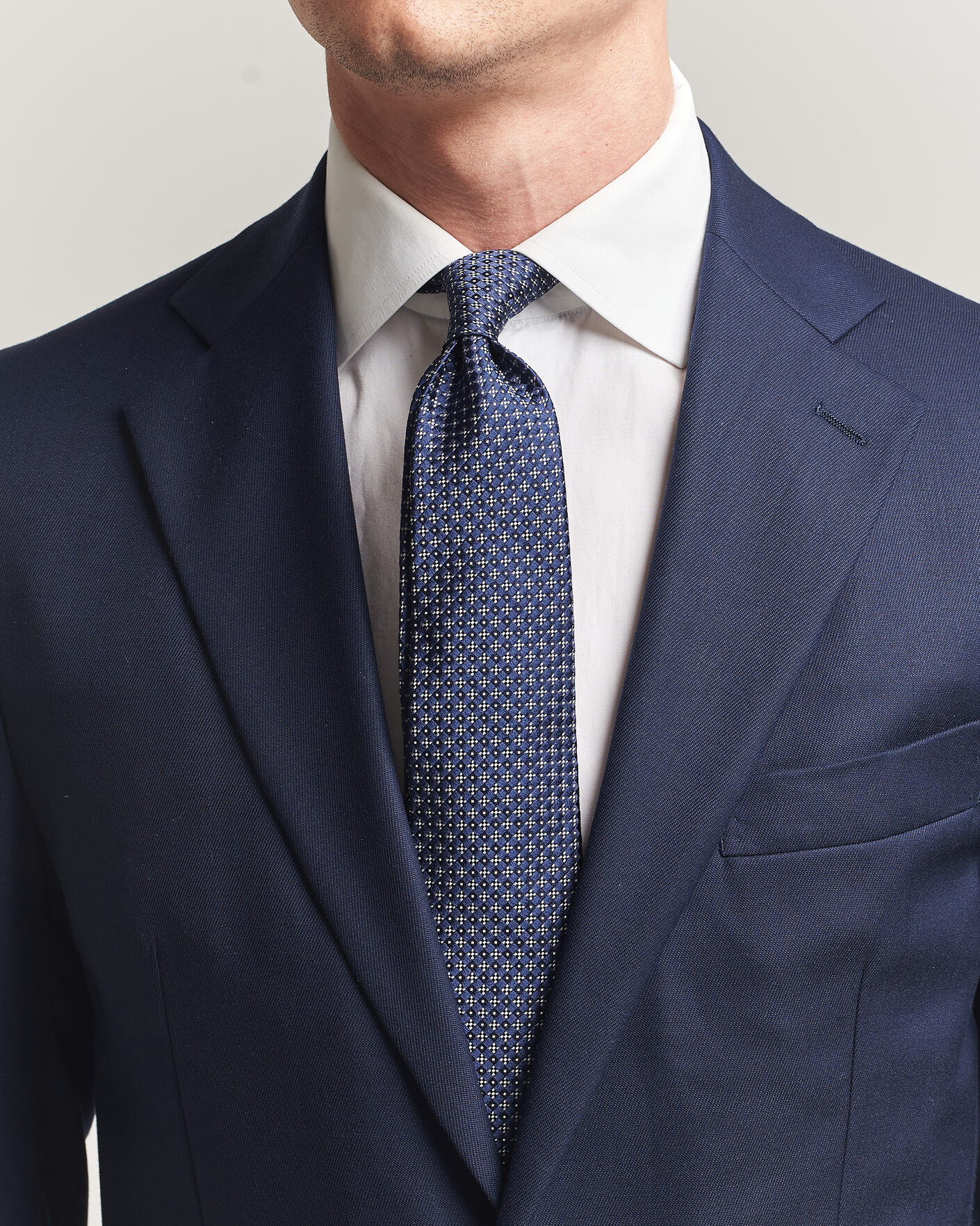 Heren | Stropdassen | Kiton | Flower Jacquard Silk Tie Navy