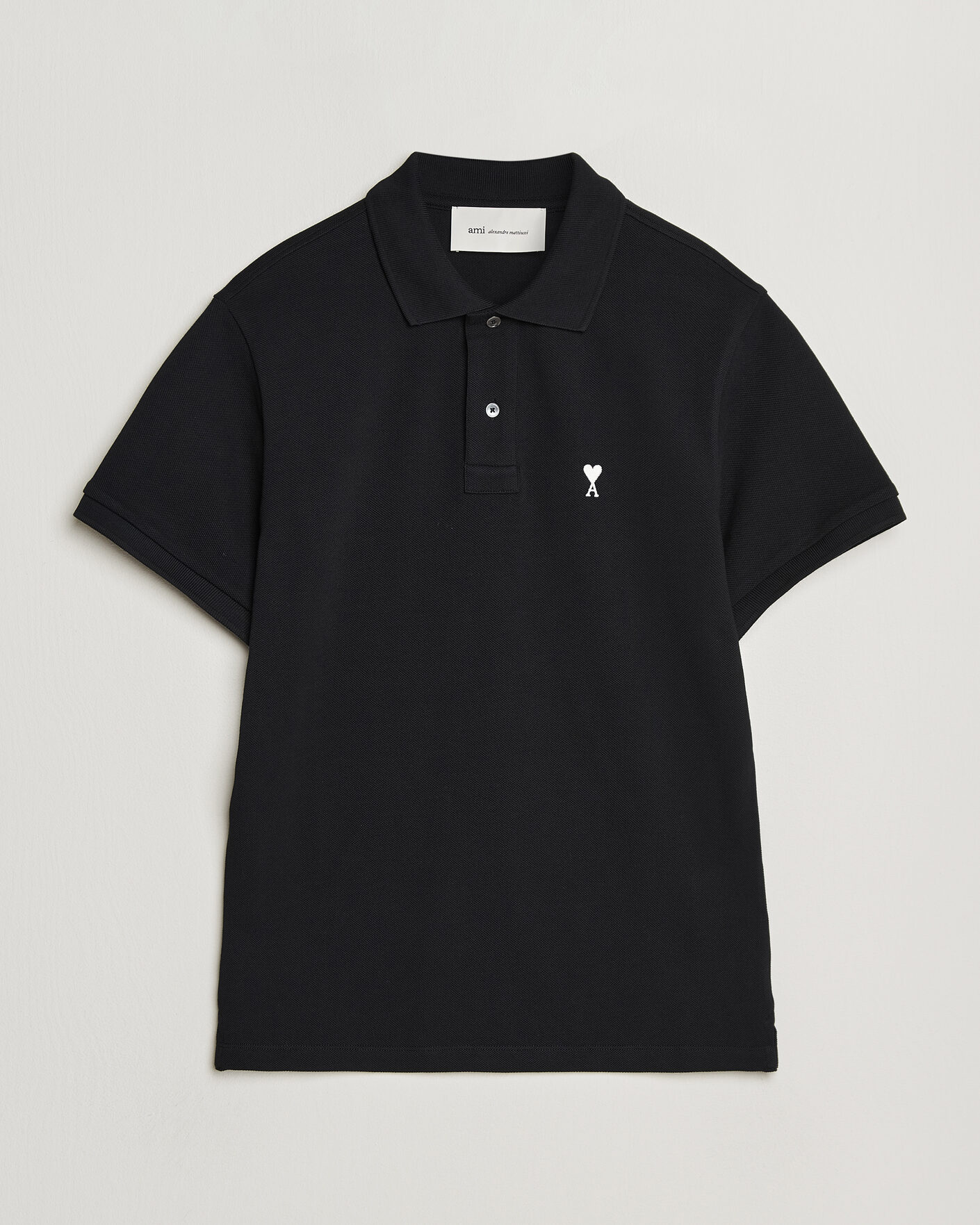 Heren | Polo's | AMI | Contrast Heart Logo Polo Black