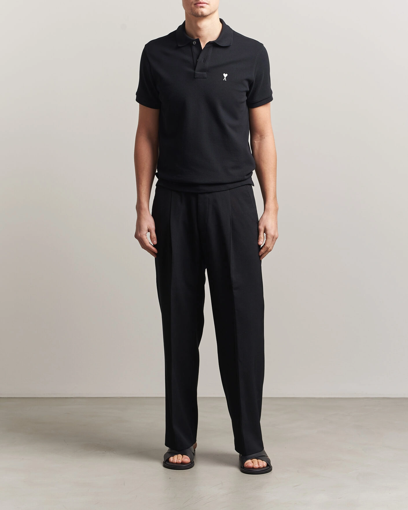 Homme | Polos | AMI | Contrast Heart Logo Polo Black