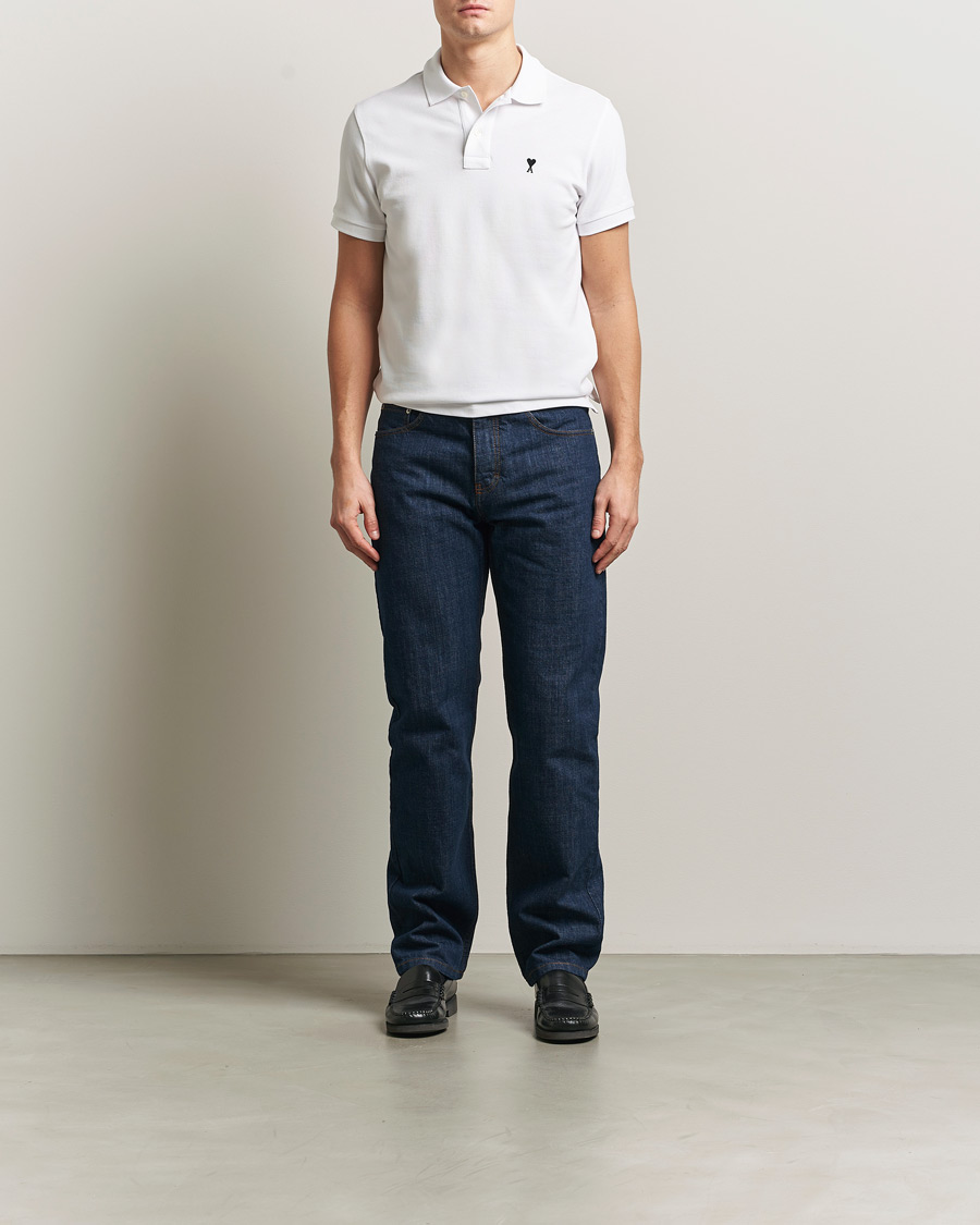Homme | Polos | AMI | Contrast Heart Logo Polo White