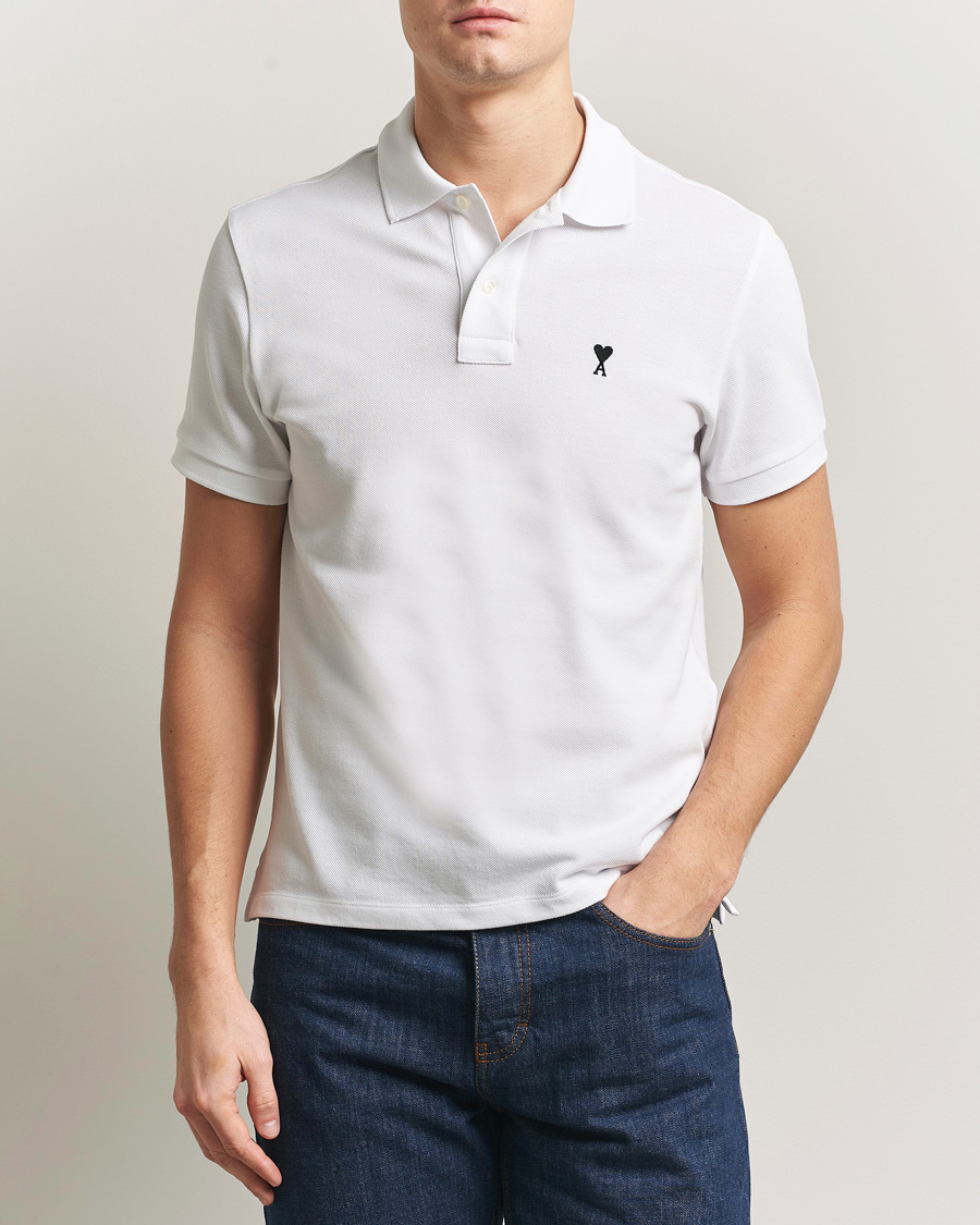 Homme | Polos | AMI | Contrast Heart Logo Polo White