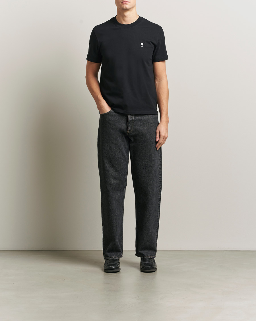 Homme | T-shirts | AMI | Contrast Heart Logo T-Shirt Black