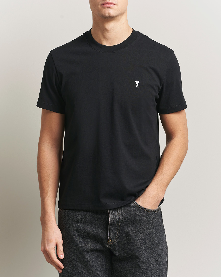Homme | T-shirts | AMI | Contrast Heart Logo T-Shirt Black