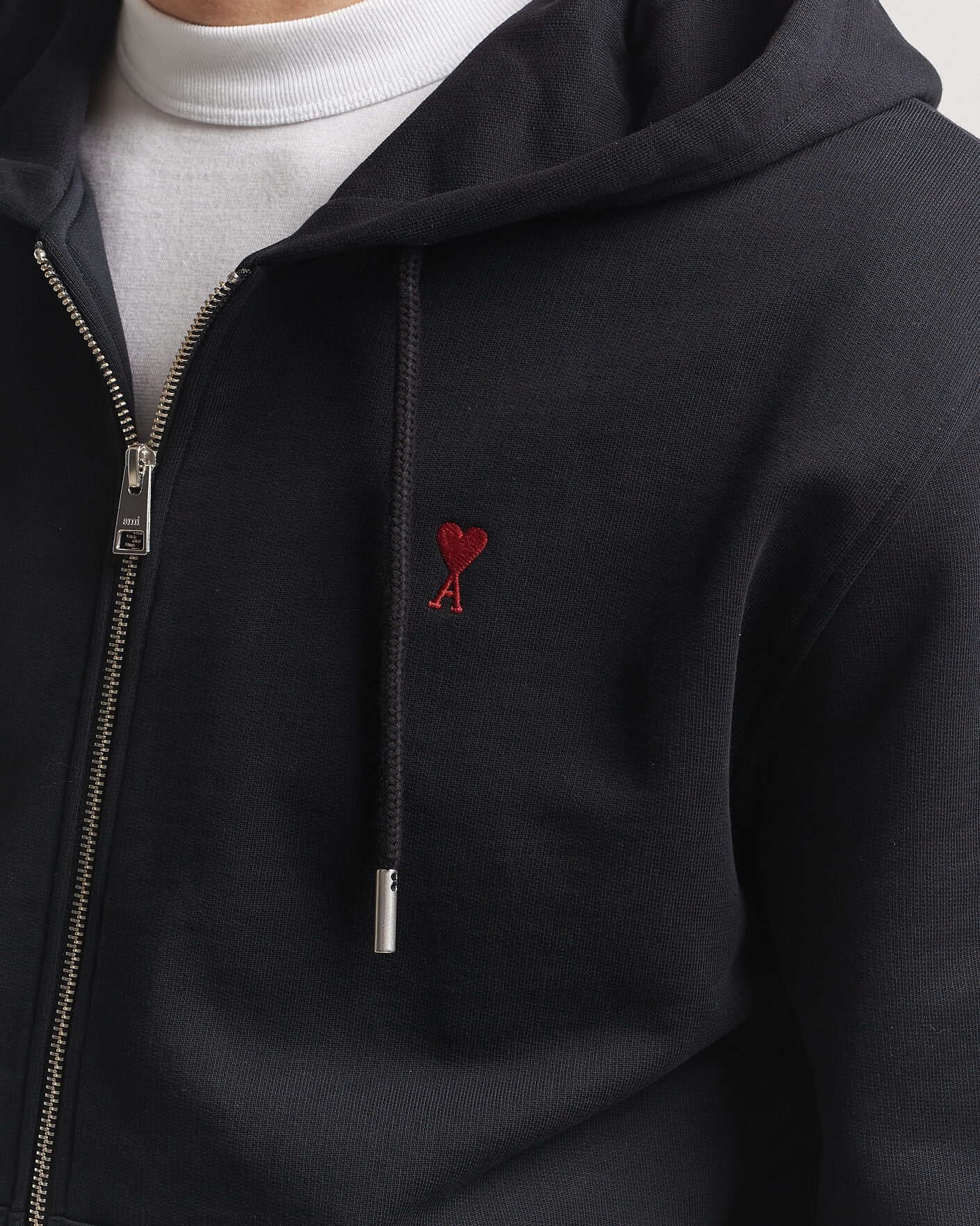 Heren | Truien | AMI | Heart Logo Full Zip Hoodie Black