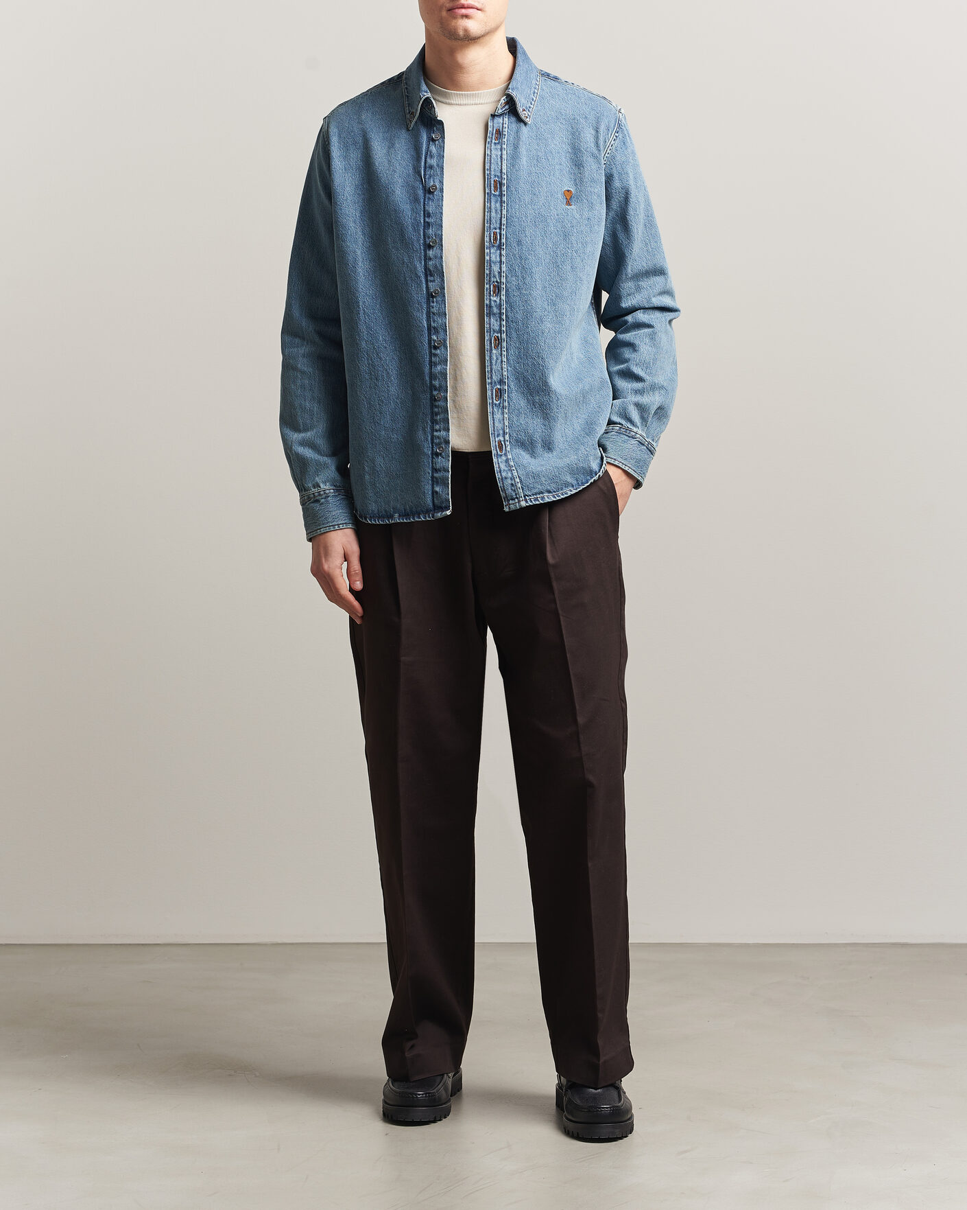 Homme | Chemises | AMI | Denim Overshirt Used Blue
