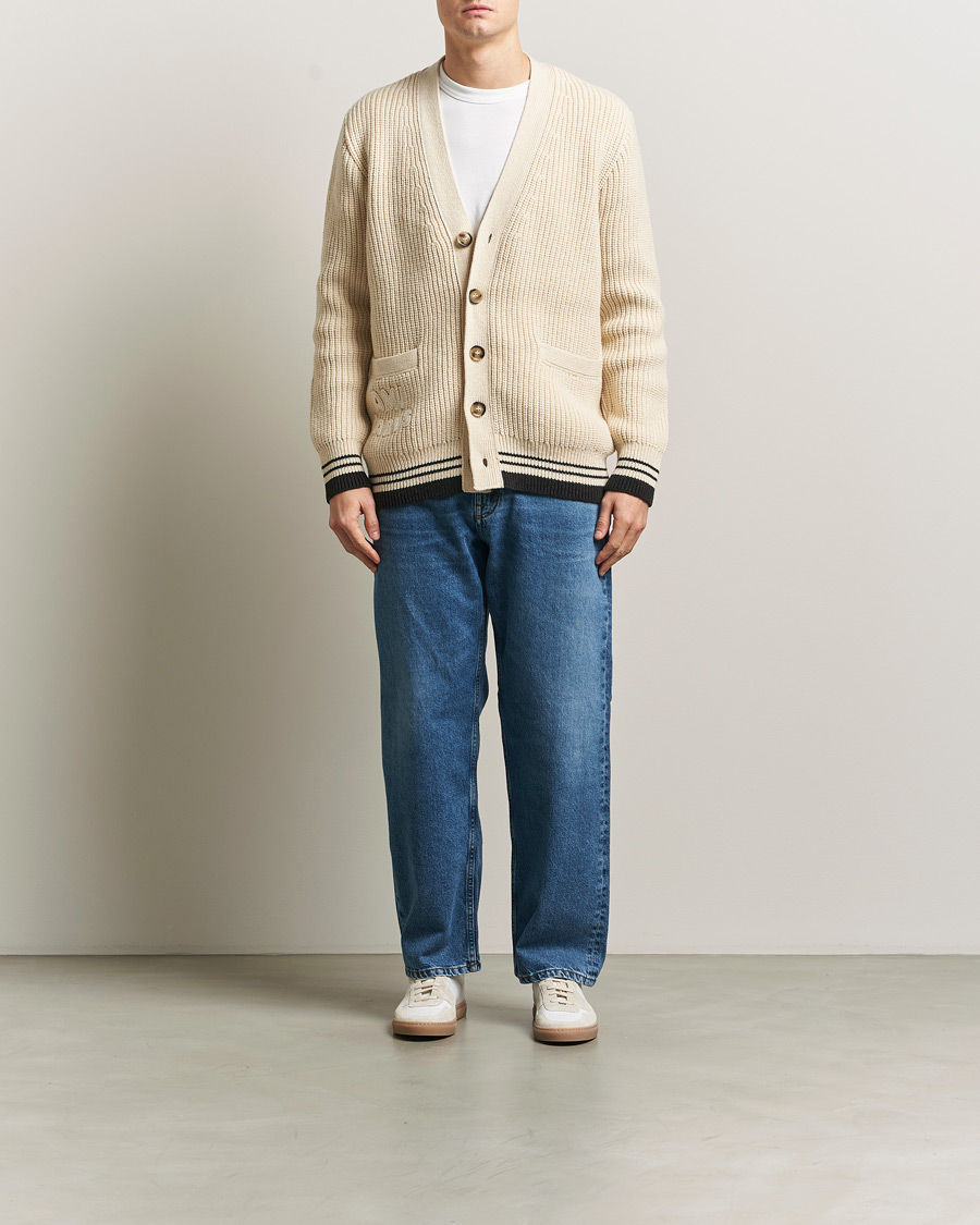 Heren | Truien | AMI | Wool/Cotton Ribbed Cardigan Creme