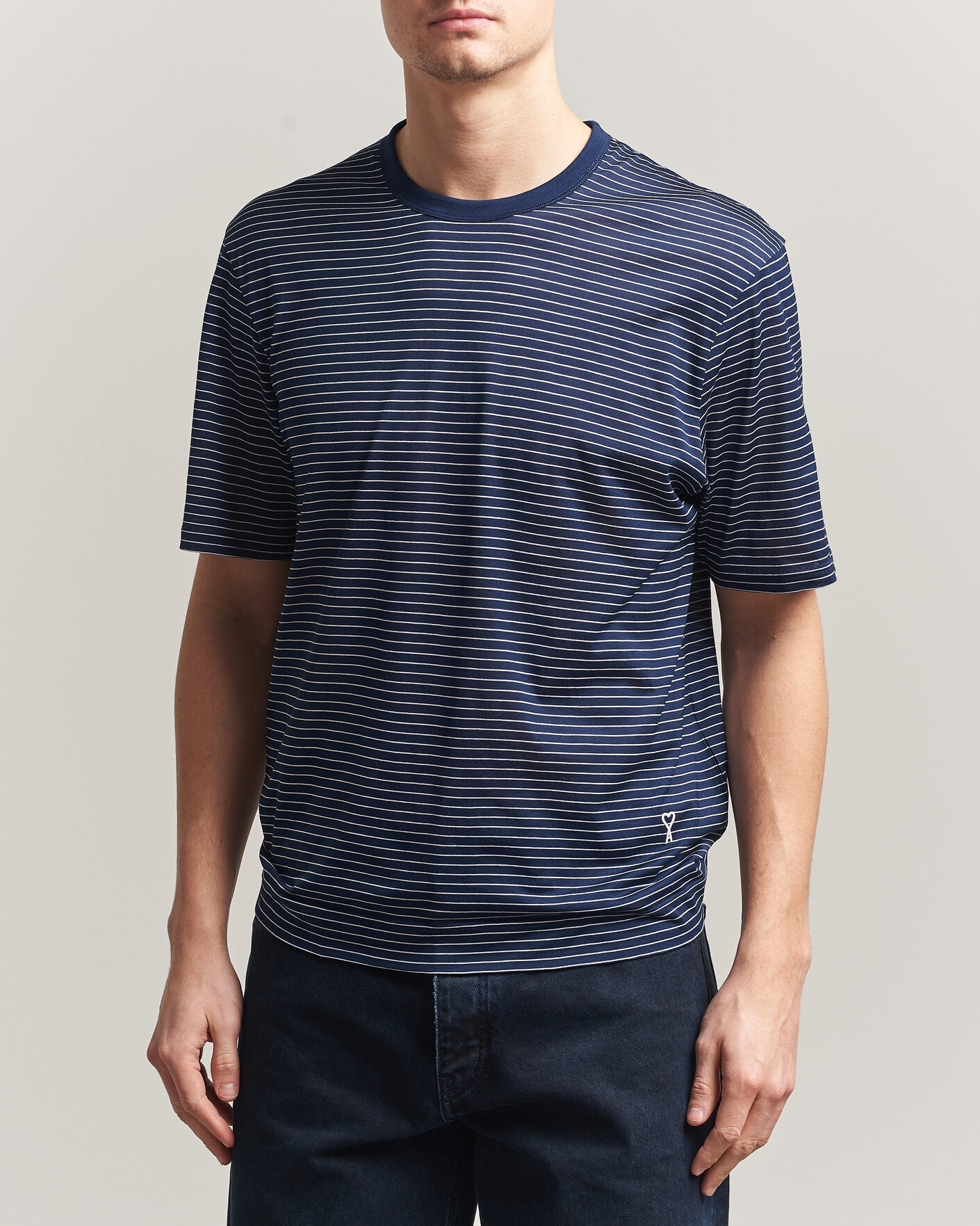Homme | T-shirts | AMI | Striped T-Shirt Navy/White