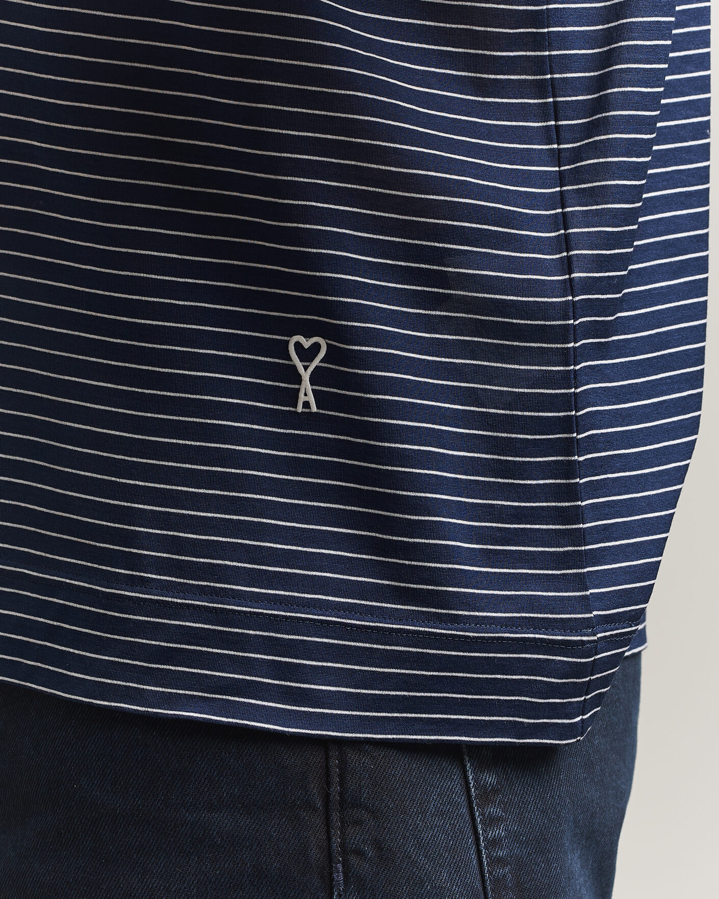 Heren | T-shirts | AMI | Striped T-Shirt Navy/White