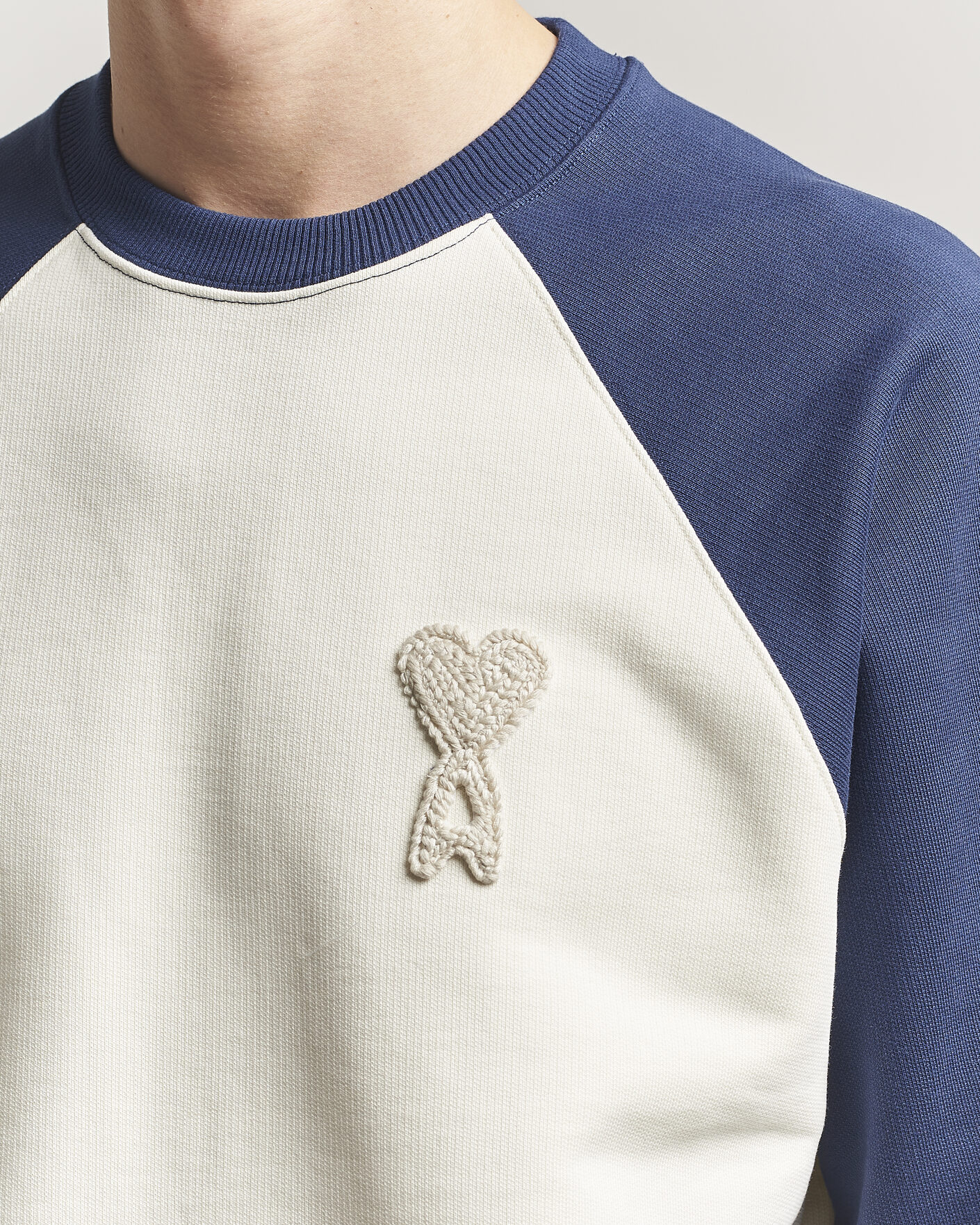 Homme | Pulls Et Tricots | AMI | Knitted Heart Logo Sweatshirt Creme/Navy