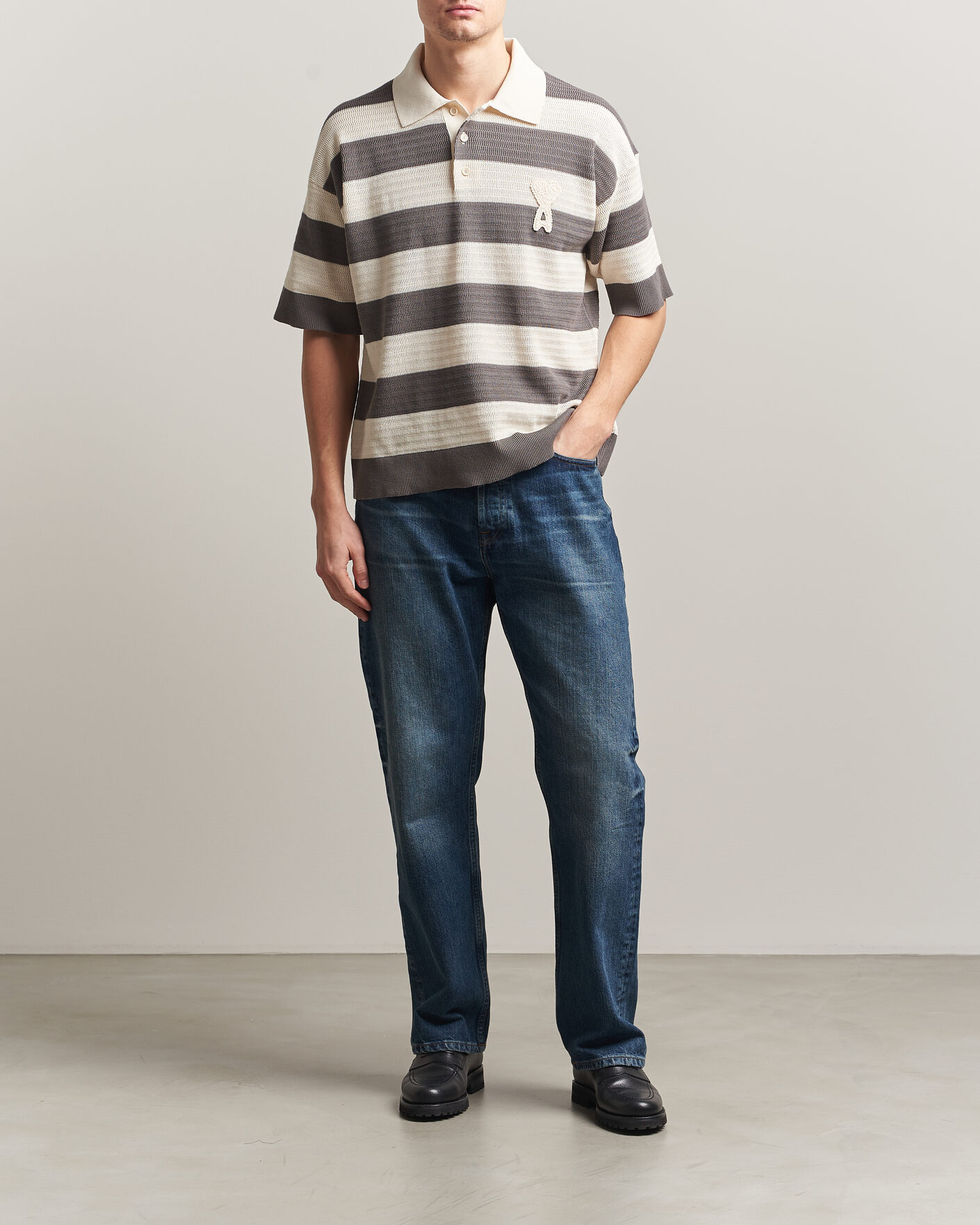 Heren | Polo's | AMI | Striped Polo White/Grey