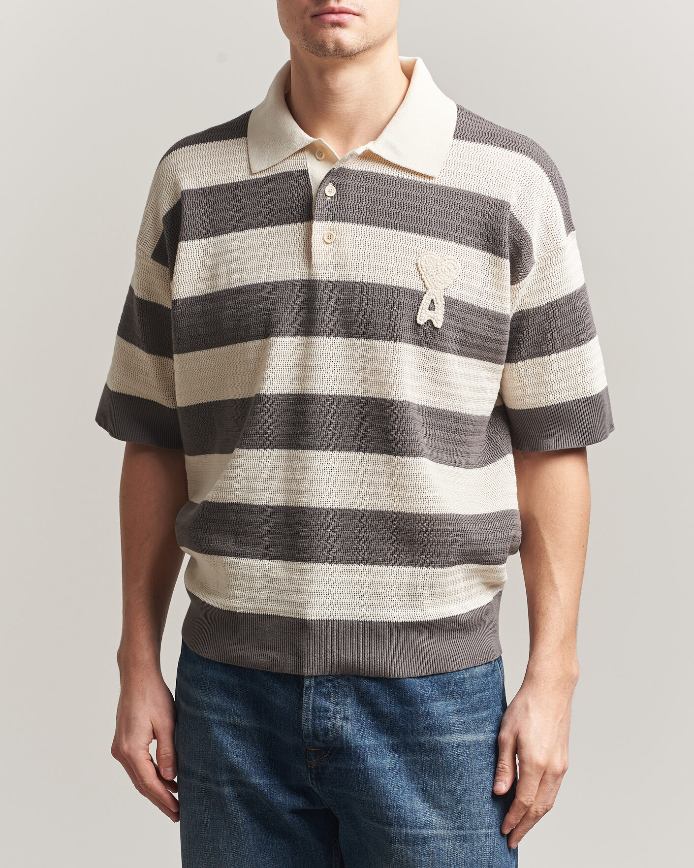 Homme | Polos | AMI | Striped Polo White/Grey