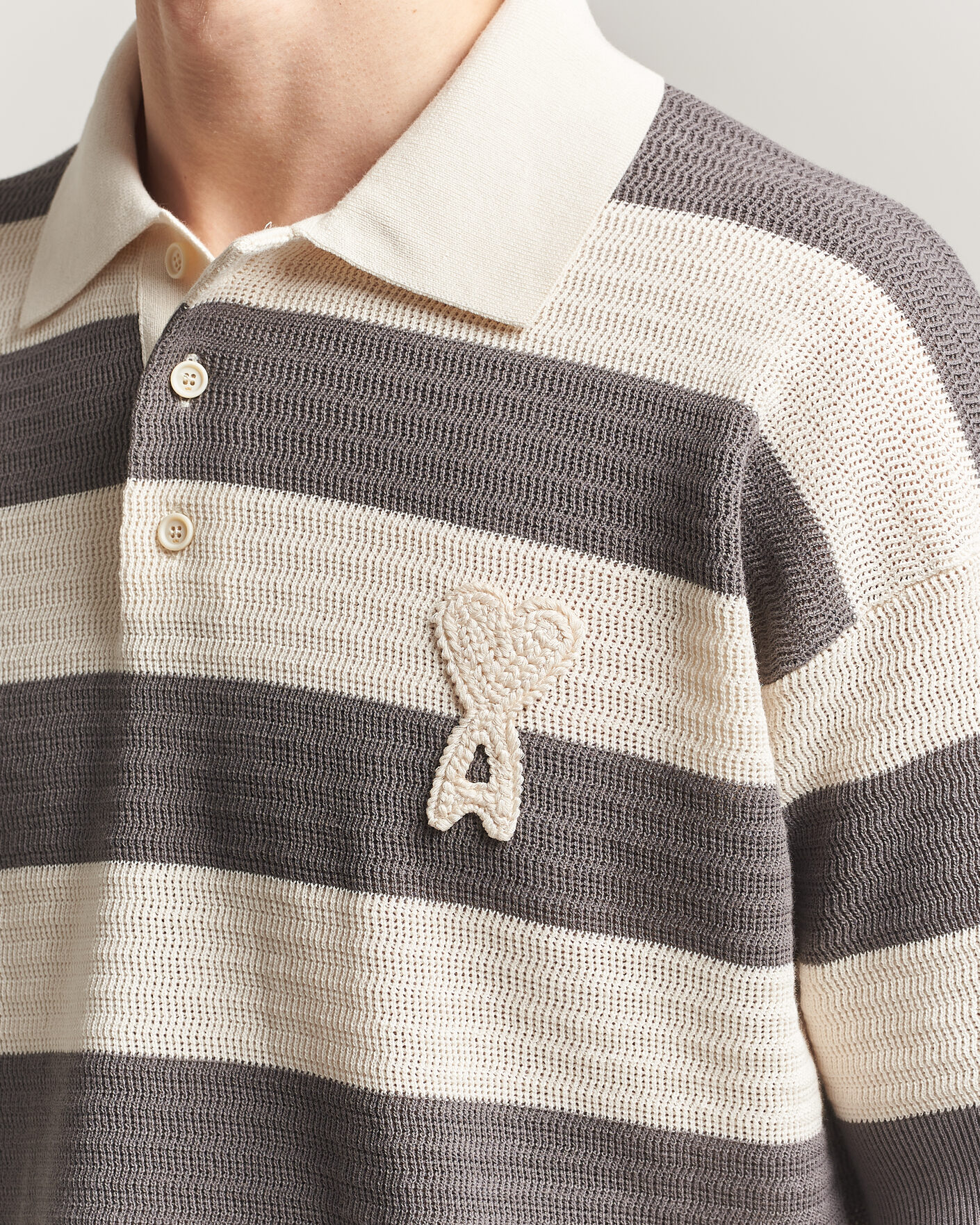 Heren | Polo's | AMI | Striped Polo White/Grey