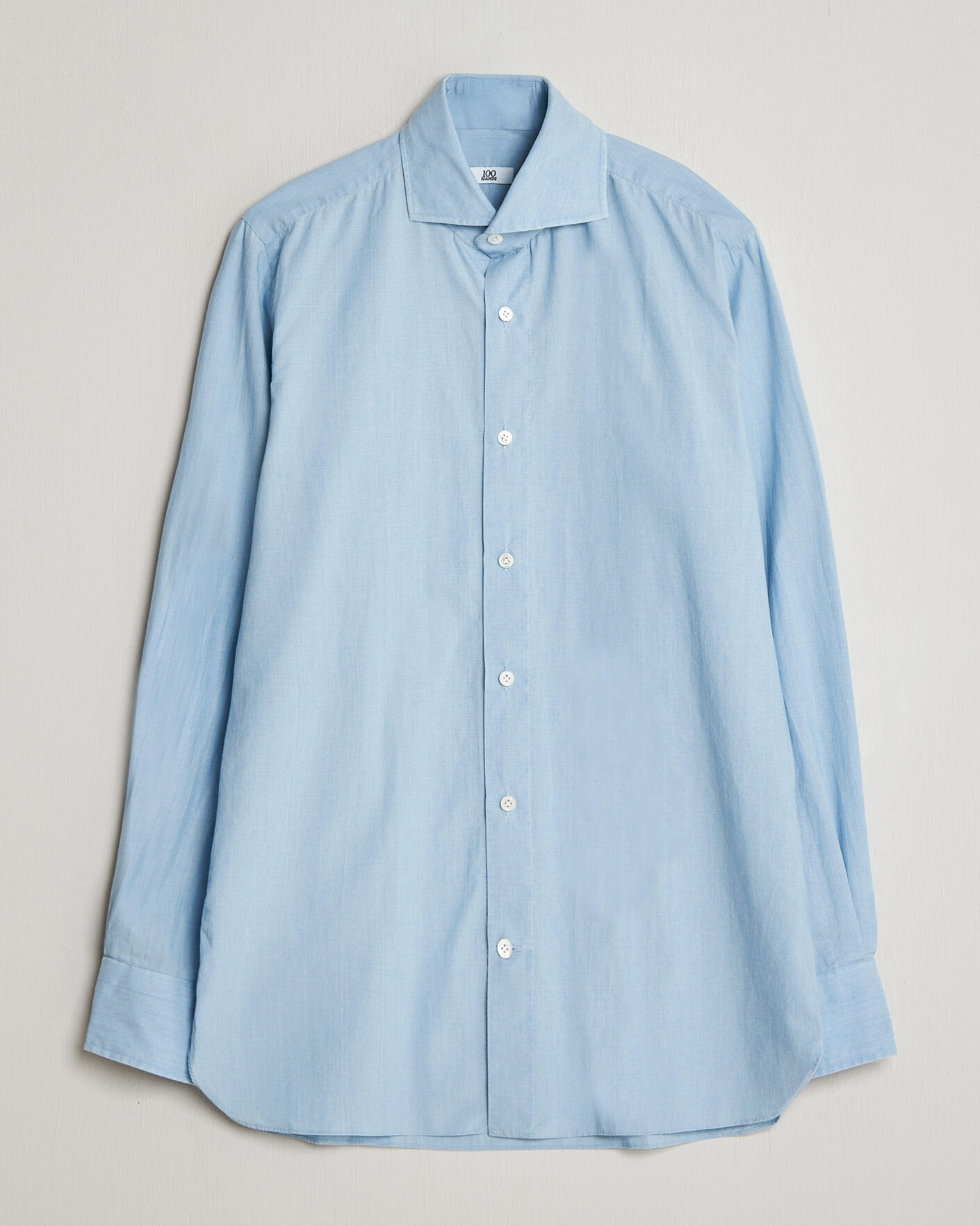 Heren | Overhemden | 100Hands | Light Cotton Voile Denim Shirt Blue