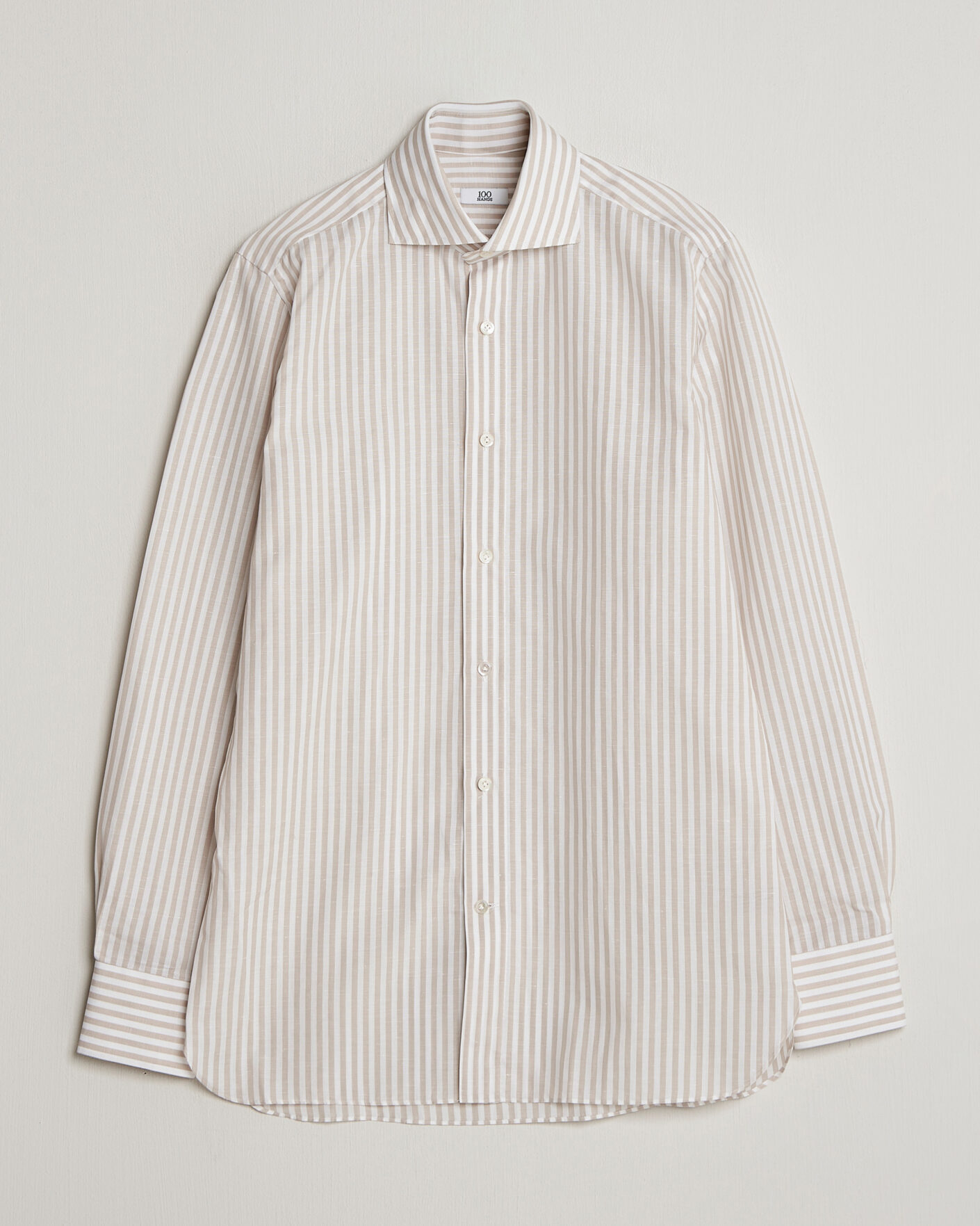 Homme | Chemises | 100Hands | Cotton/Linen Bengal Stripe Shirt Light Brown