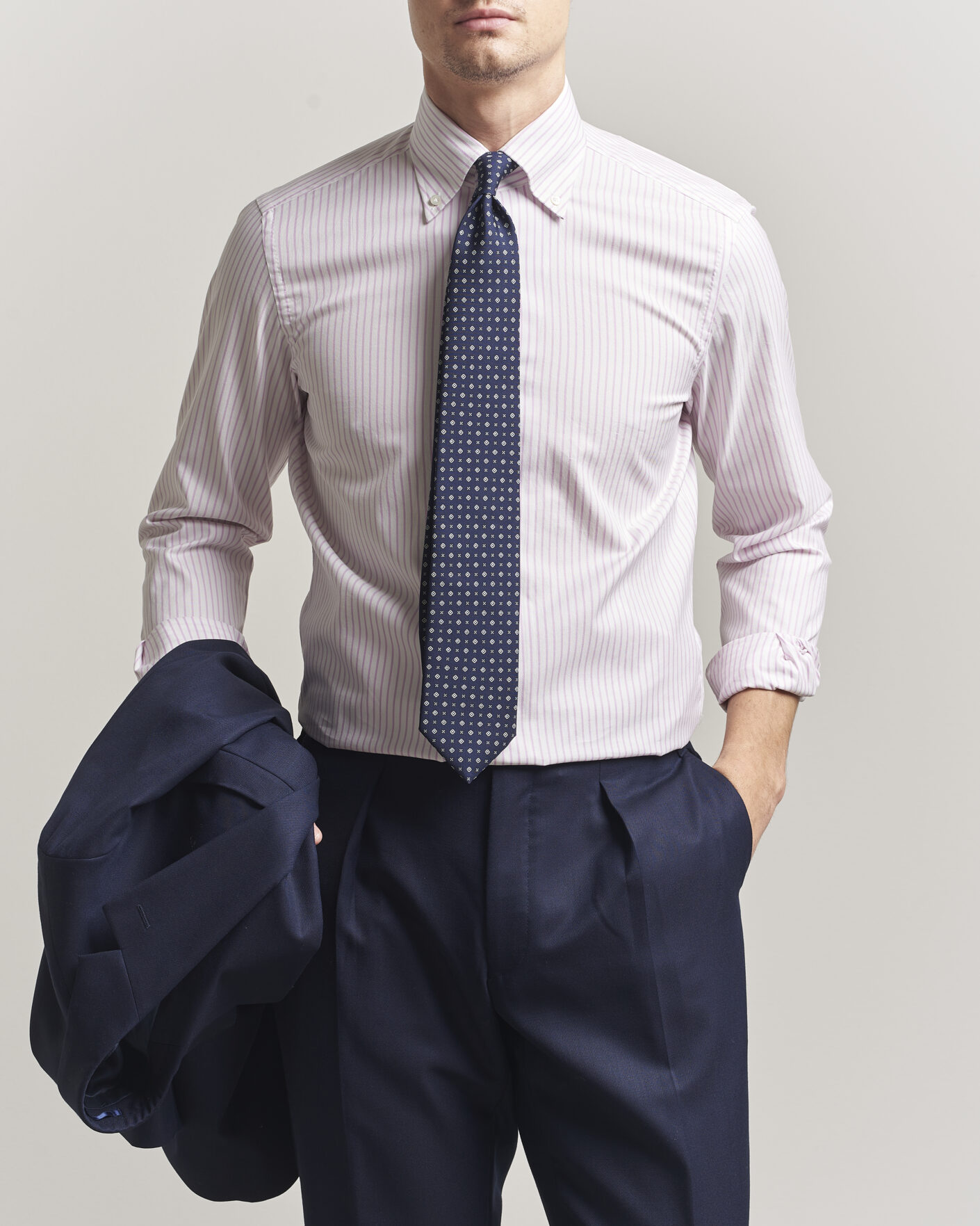 Homme | Chemises | 100Hands | Washed Striped Oxford Shirt Lavender