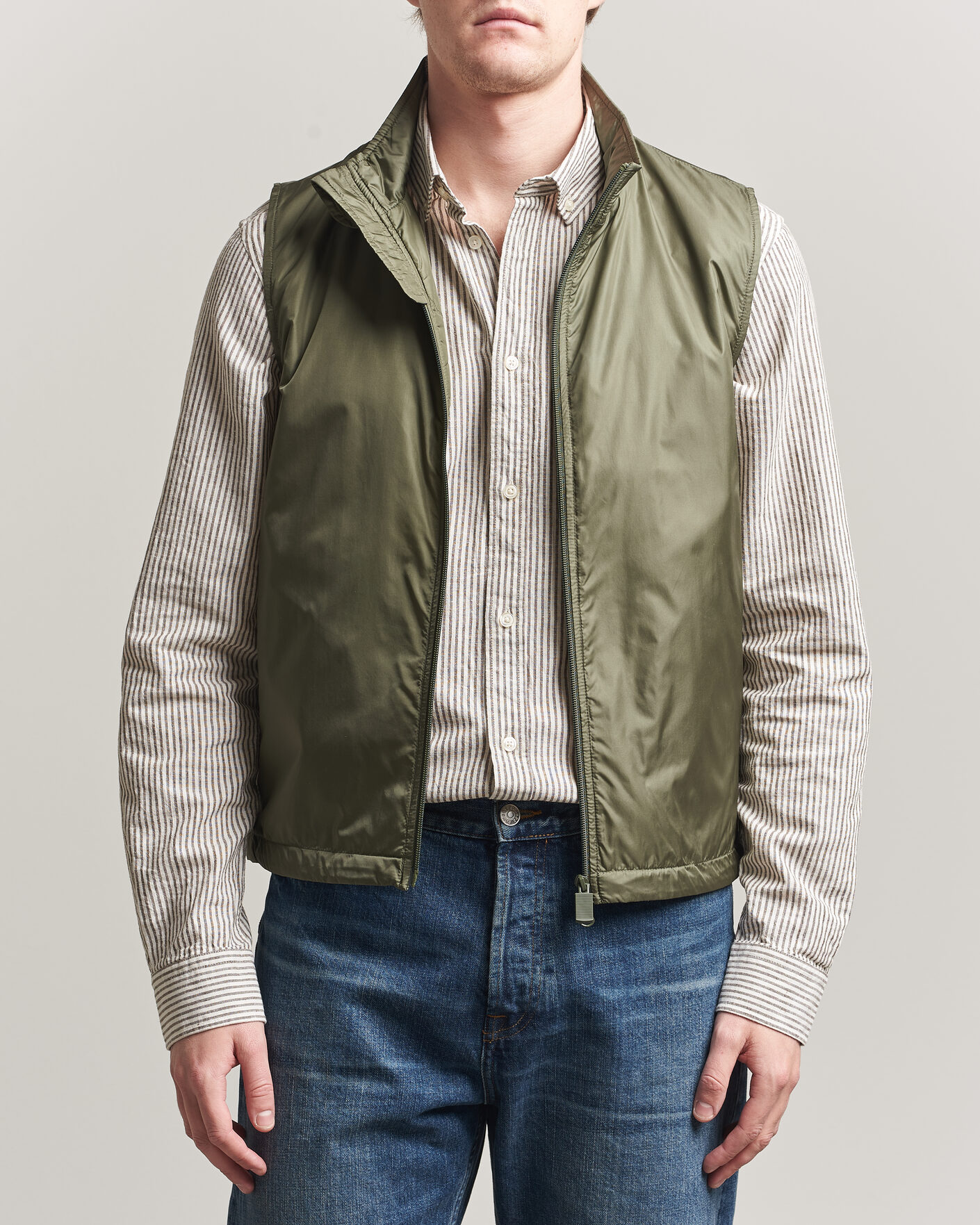 Heren | Gilets | Aspesi | Vernes Nylon Gilet Olive