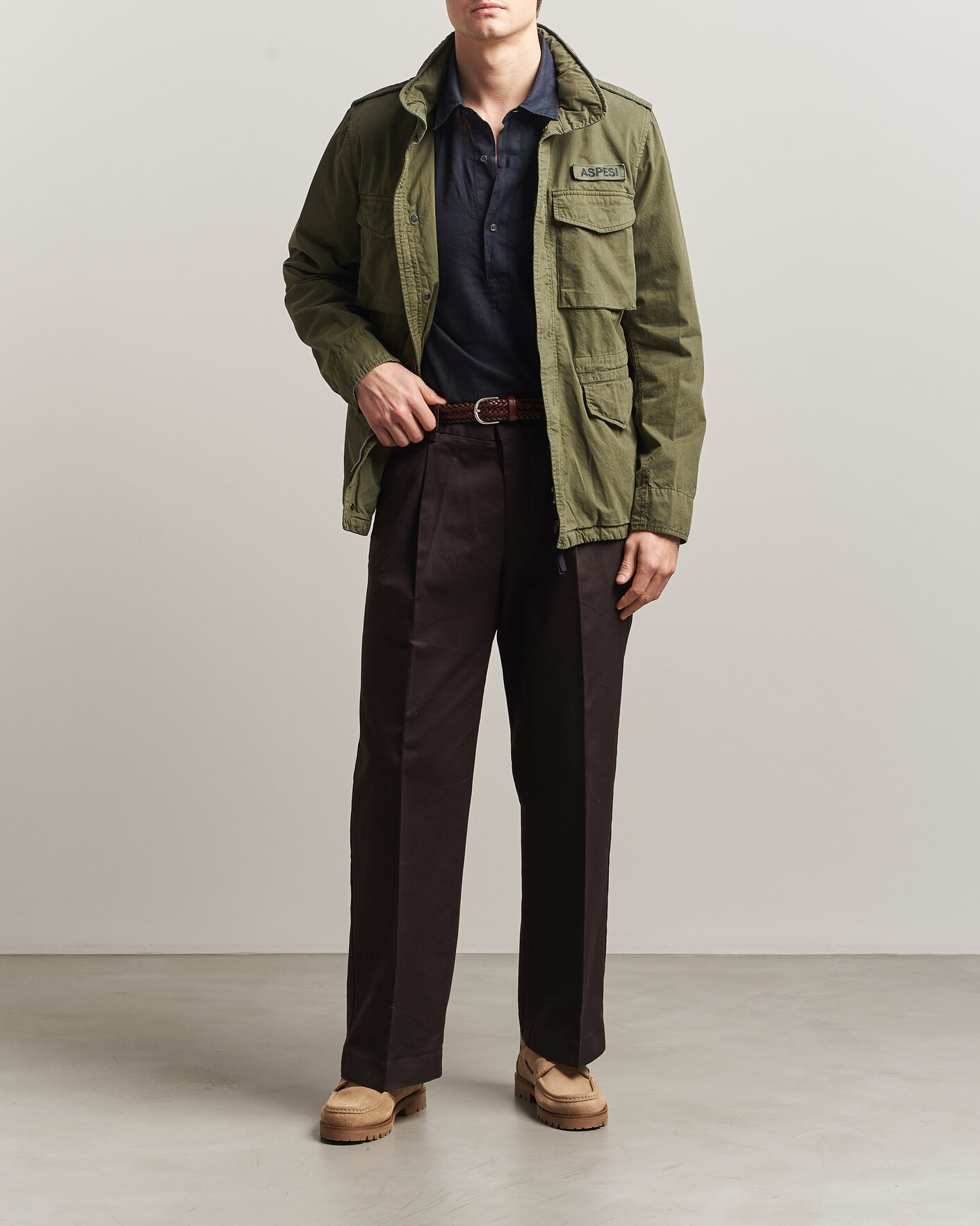 Homme | Manteaux Et Vestes | Aspesi | Washed Cotton Field Jacket Military