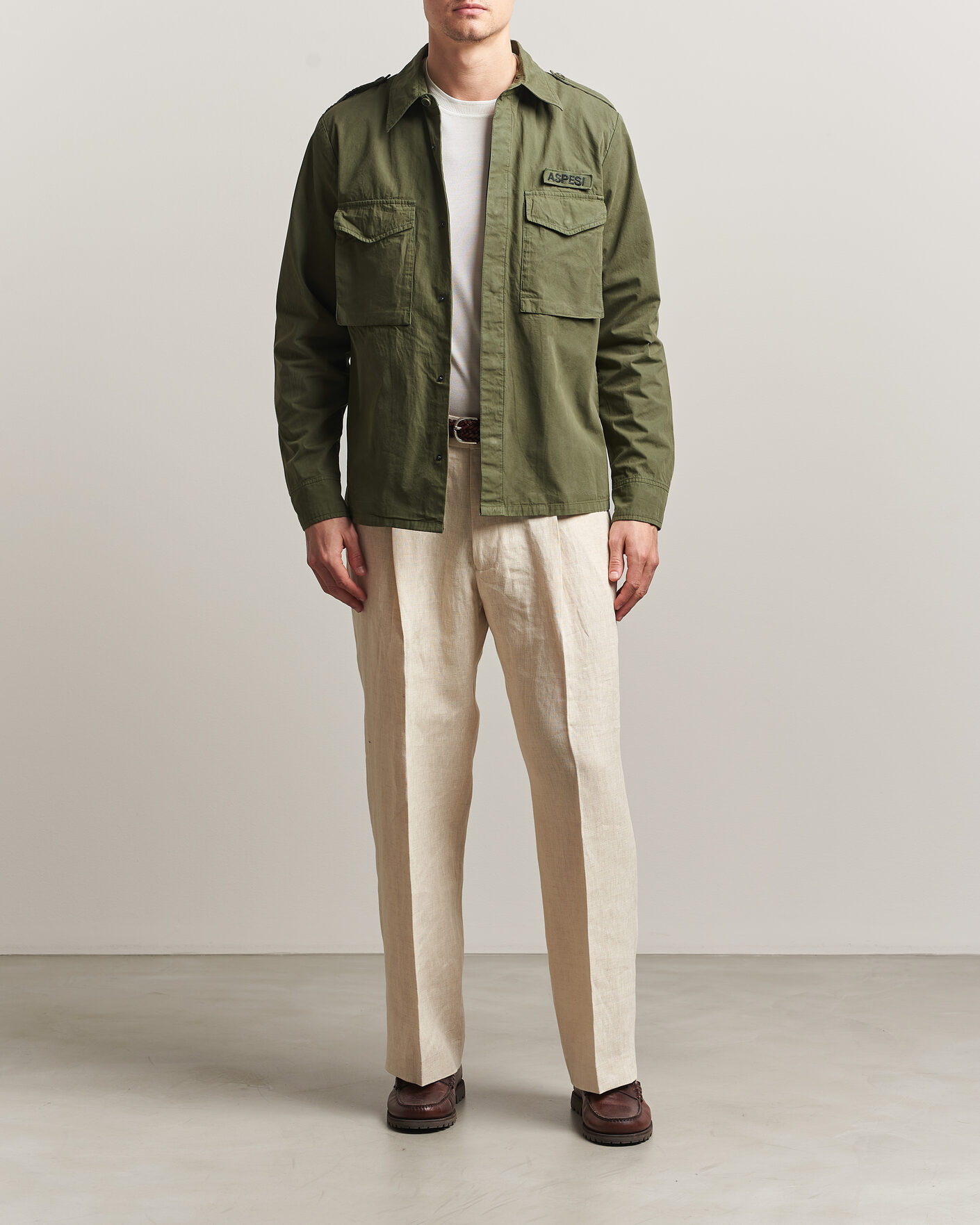 Homme | Manteaux Et Vestes | Aspesi | Cotton Field Shirt Olive