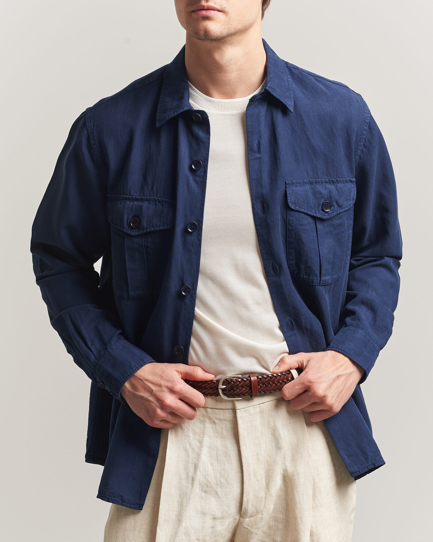 Heren | Overhemden | Aspesi | Double Pocket Overshirt Navy