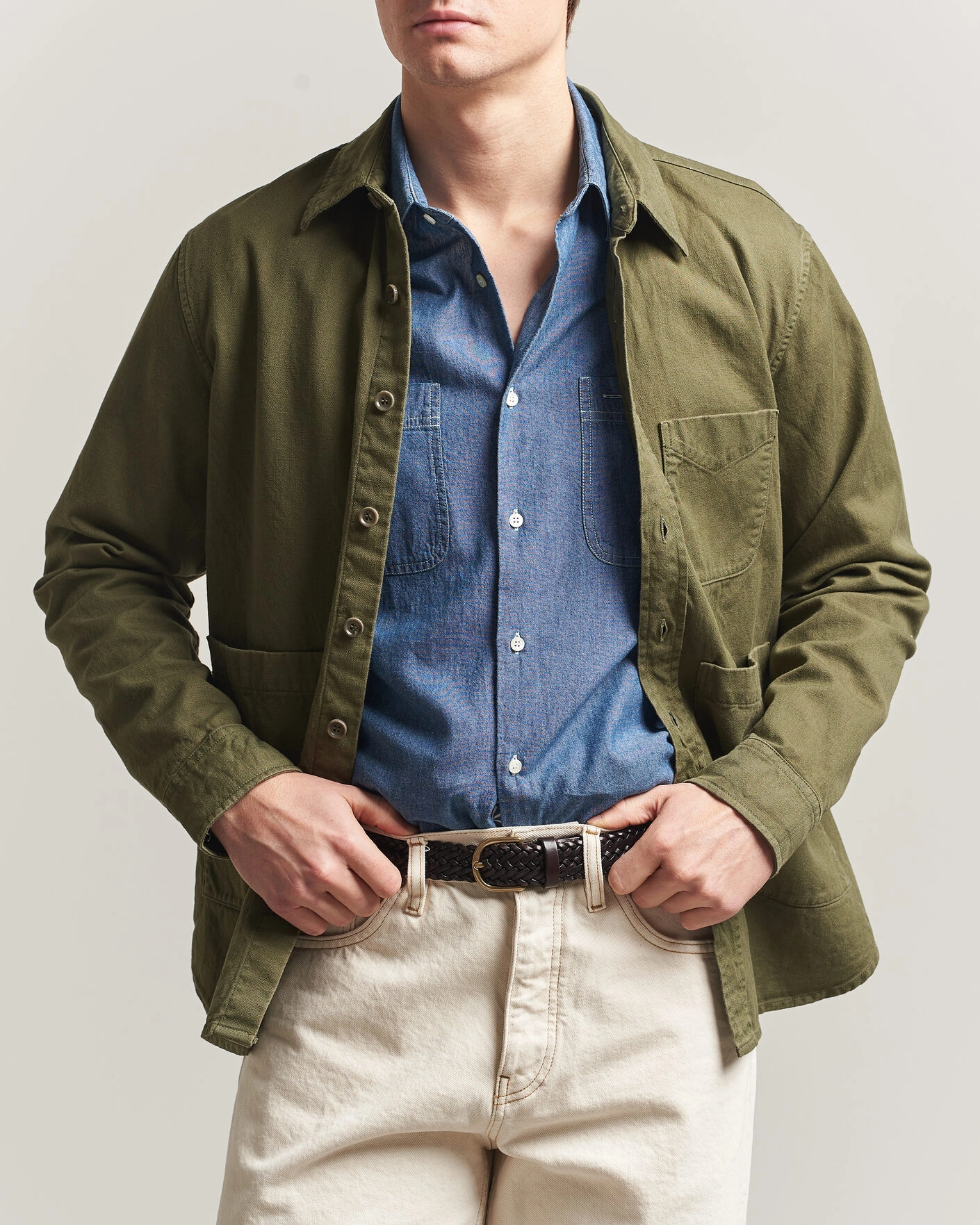 Homme | Manteaux Et Vestes | Aspesi | Garment Dyed Utility Shirt Military
