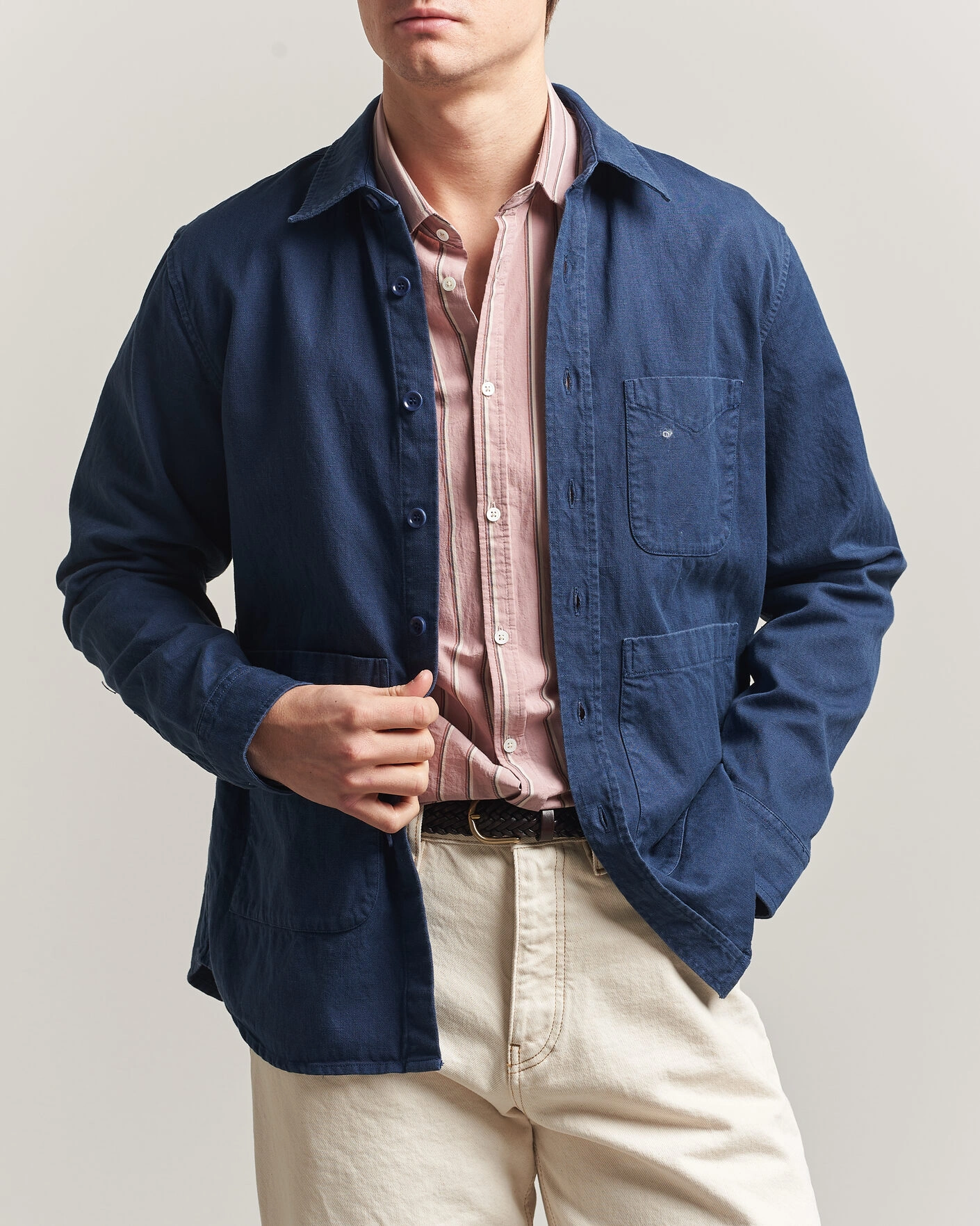 Heren | Jassen | Aspesi | Garment Dyed Utility Shirt Dark Blue