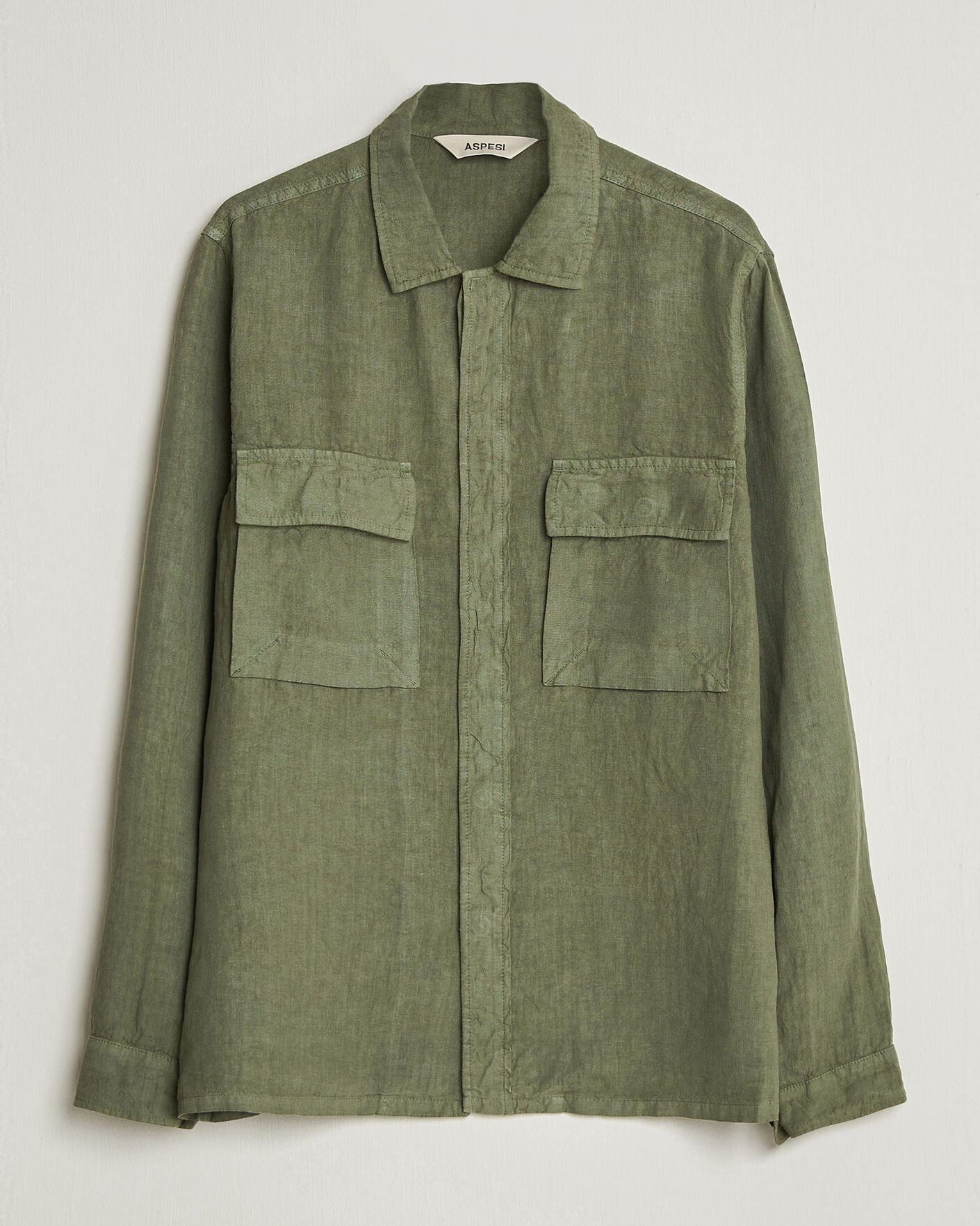 Heren | Jassen | Aspesi | Linen Overshirt Military