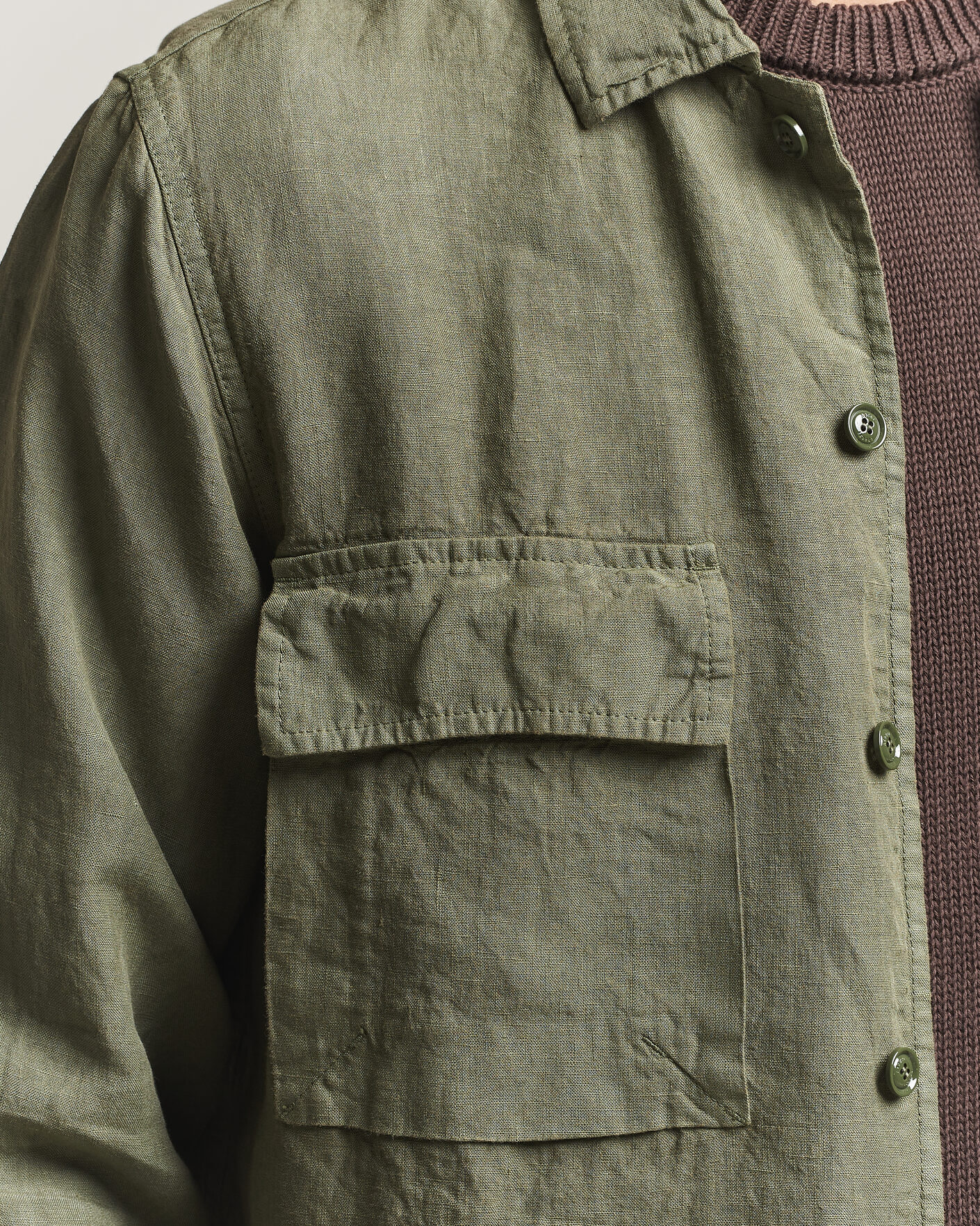 Heren | Jassen | Aspesi | Linen Overshirt Military