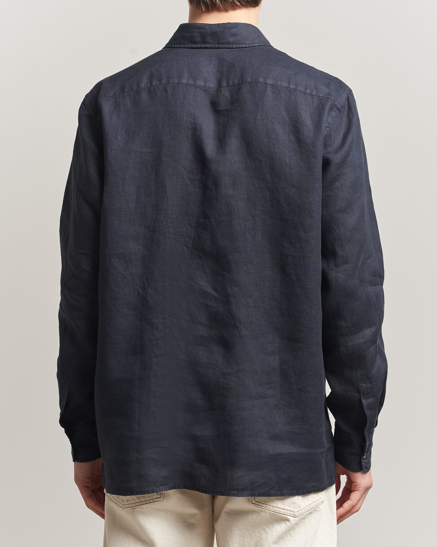 Heren | Overhemden | Aspesi | Popover Linen Shirt Navy