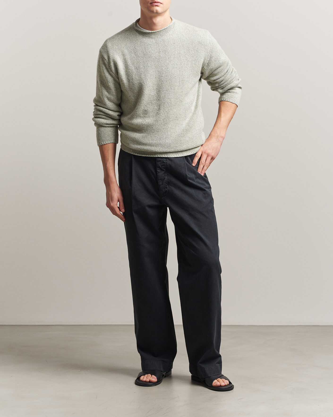 Heren | Broeken | Auralee | Garment Dyed Finx Chinos Black