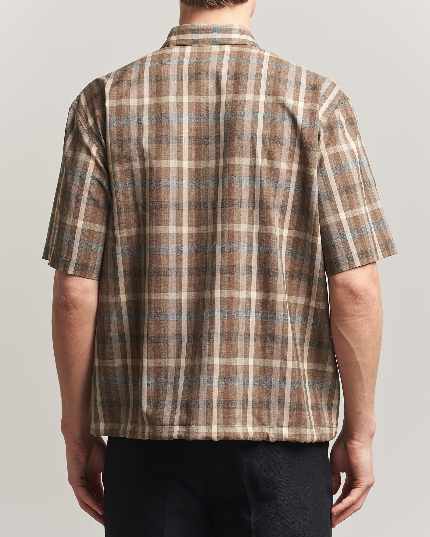 Heren | Overhemden | Auralee | Tropical Wool Half Sleeve Shirt Brown Check