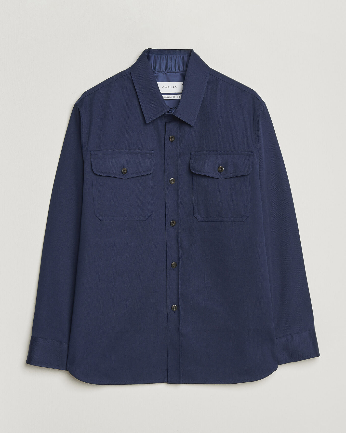 Homme | Chemises | Caruso | Twill Cotton Overshirt Navy