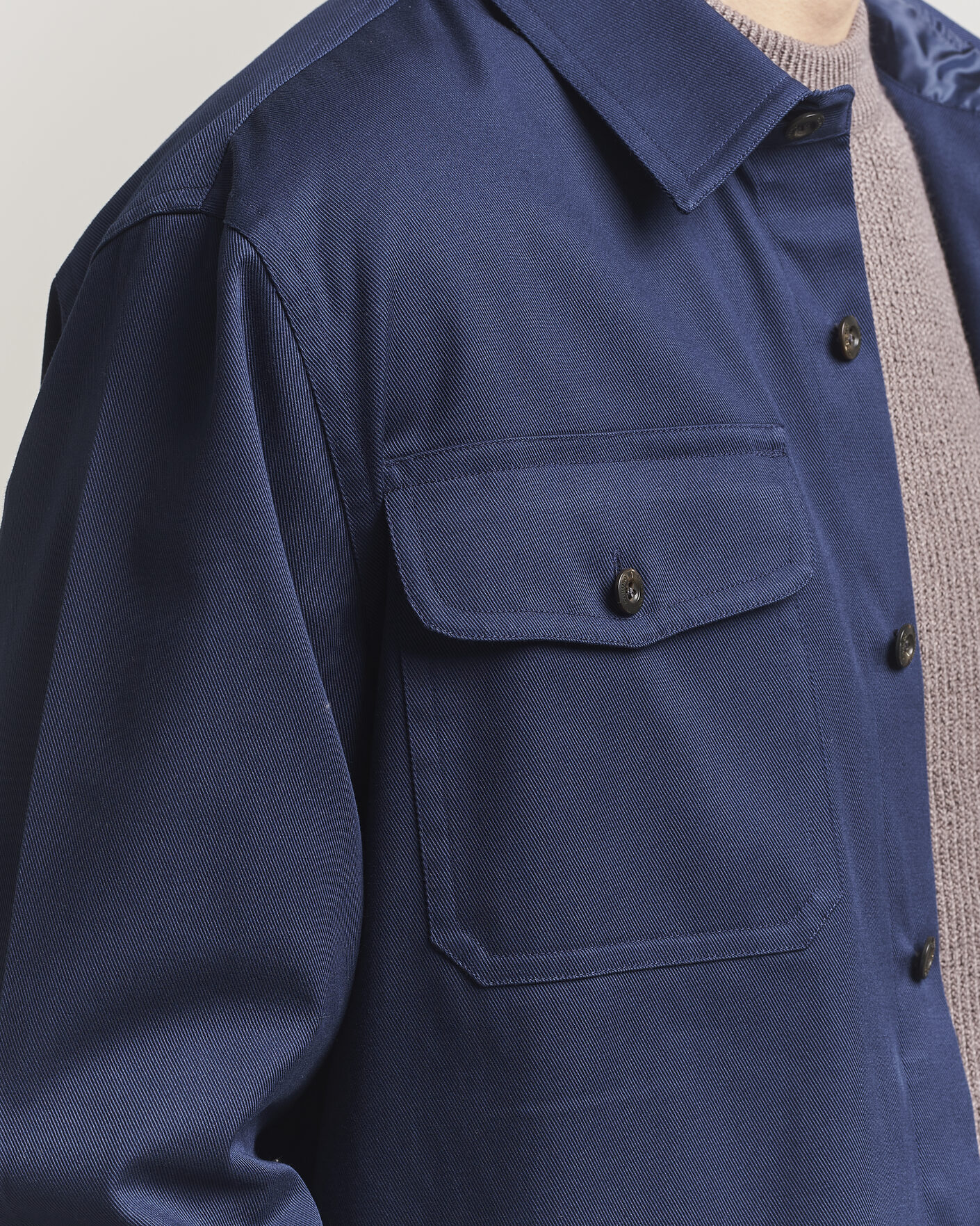Homme | Chemises | Caruso | Twill Cotton Overshirt Navy