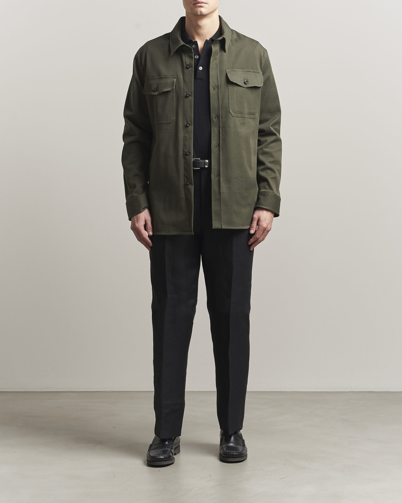 Heren | Overhemden | Caruso | Twill Cotton Overshirt Dark Green