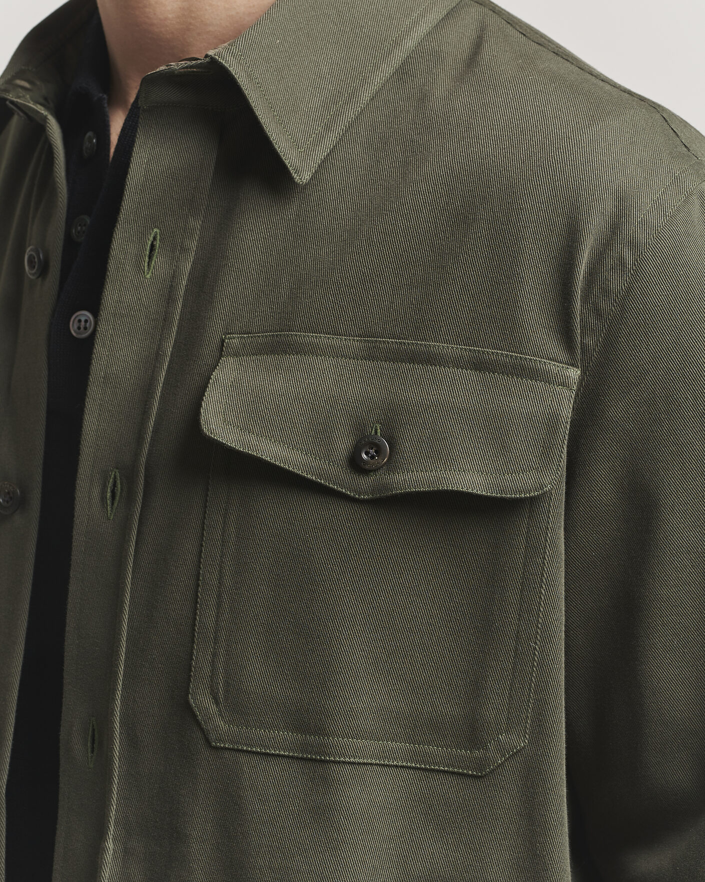 Heren | Overhemden | Caruso | Twill Cotton Overshirt Dark Green