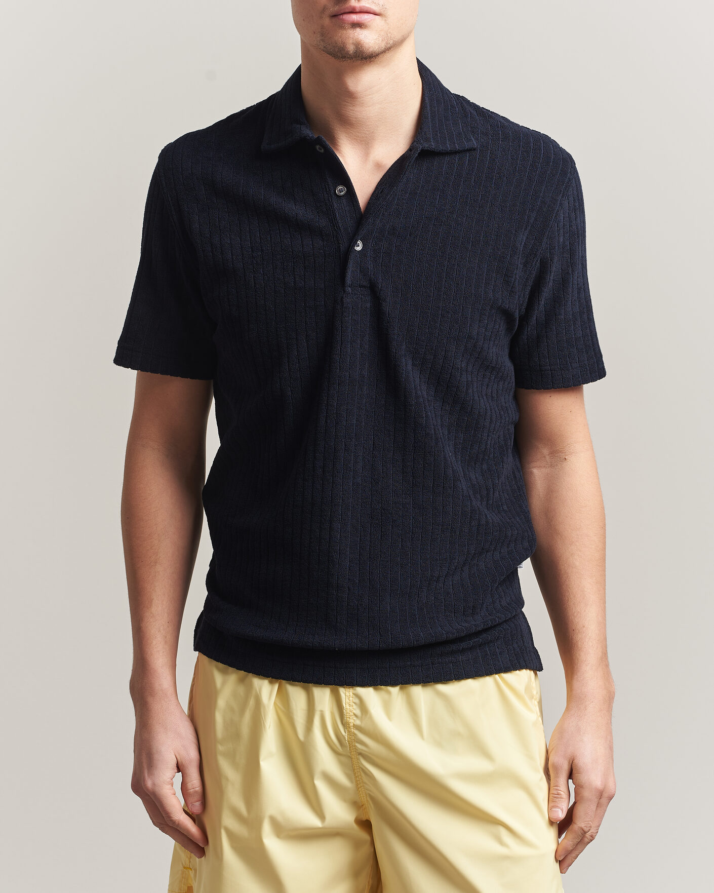 Homme | Polos | Fedeli | Rib Terry Polo Navy
