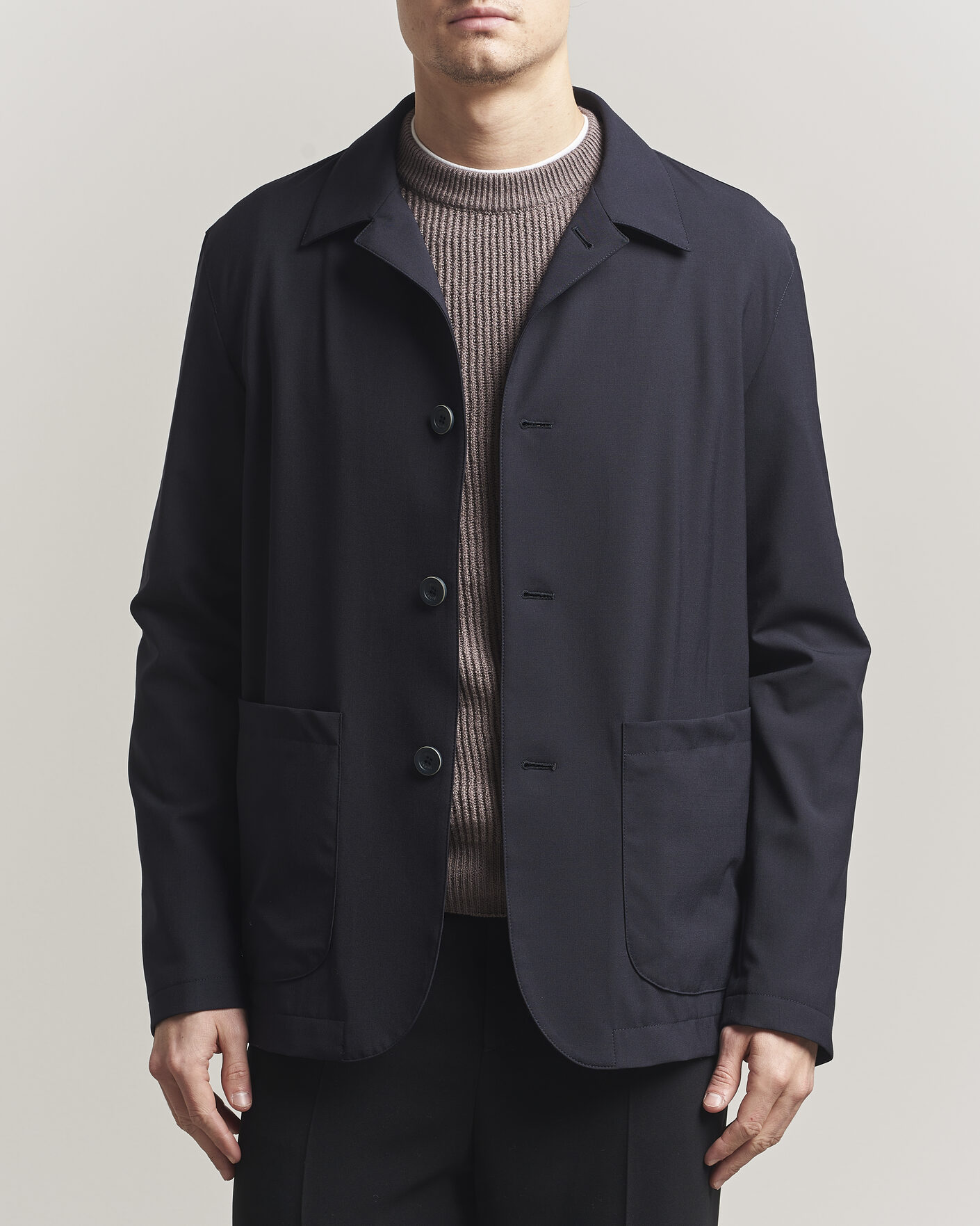 Homme | Manteaux Et Vestes | Herno | Travel Wool Chore Jacket Navy