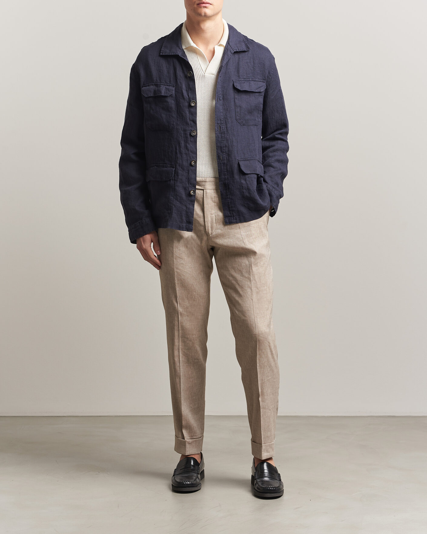 Homme | Manteaux Et Vestes | Herno | Linen Safari Jacket Navy