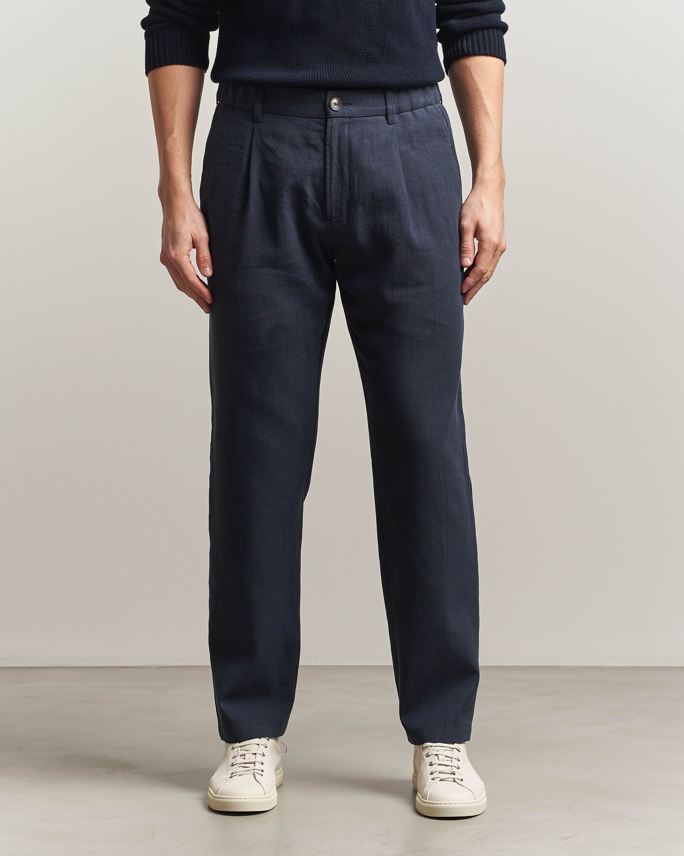 Heren | Broeken | Herno | Cotton/Linen Drawstring Pants Navy