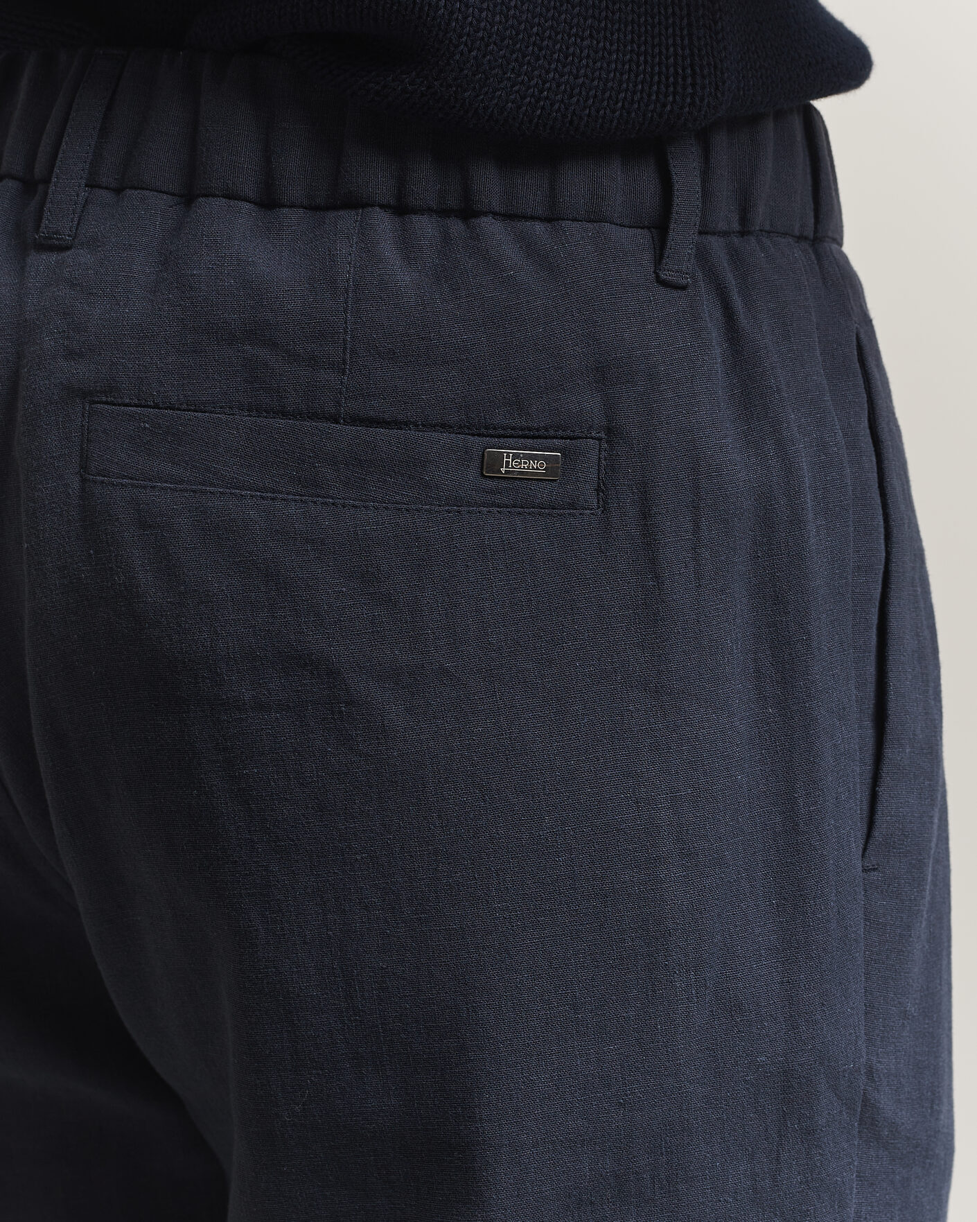 Heren | Broeken | Herno | Cotton/Linen Drawstring Pants Navy